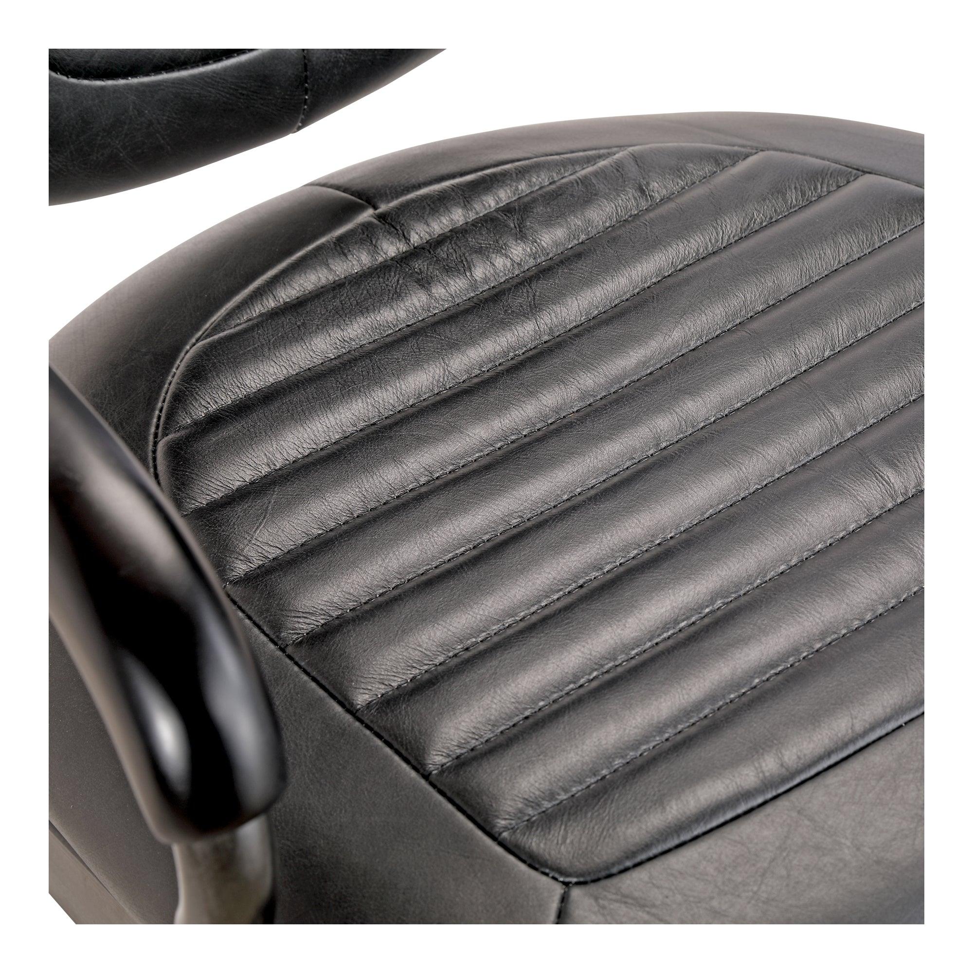 Foster Swivel Desk Chair Onyx Black Leather - Frankwebs