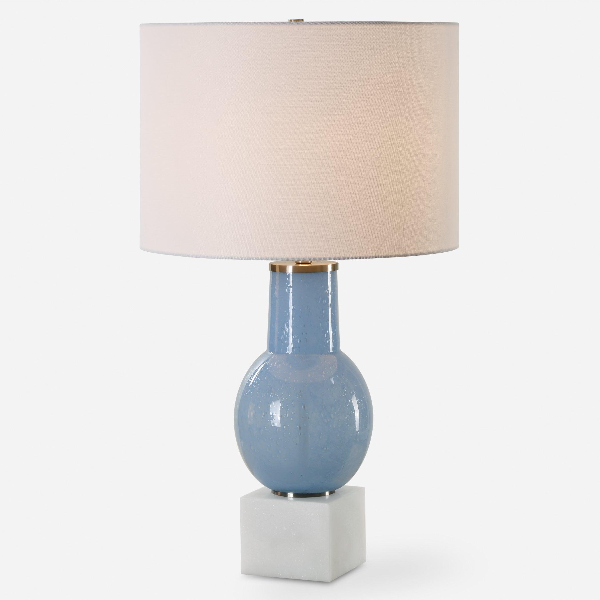 Clear Sky Blue Glass Table Lamp - Frankwebs