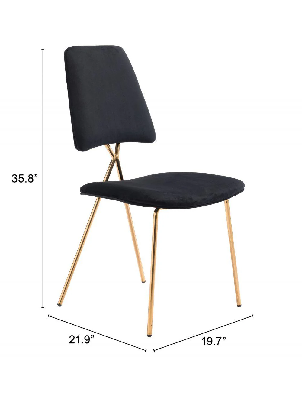 Chloe Dining Chair (Set of 2) Black & Gold - Frankwebs