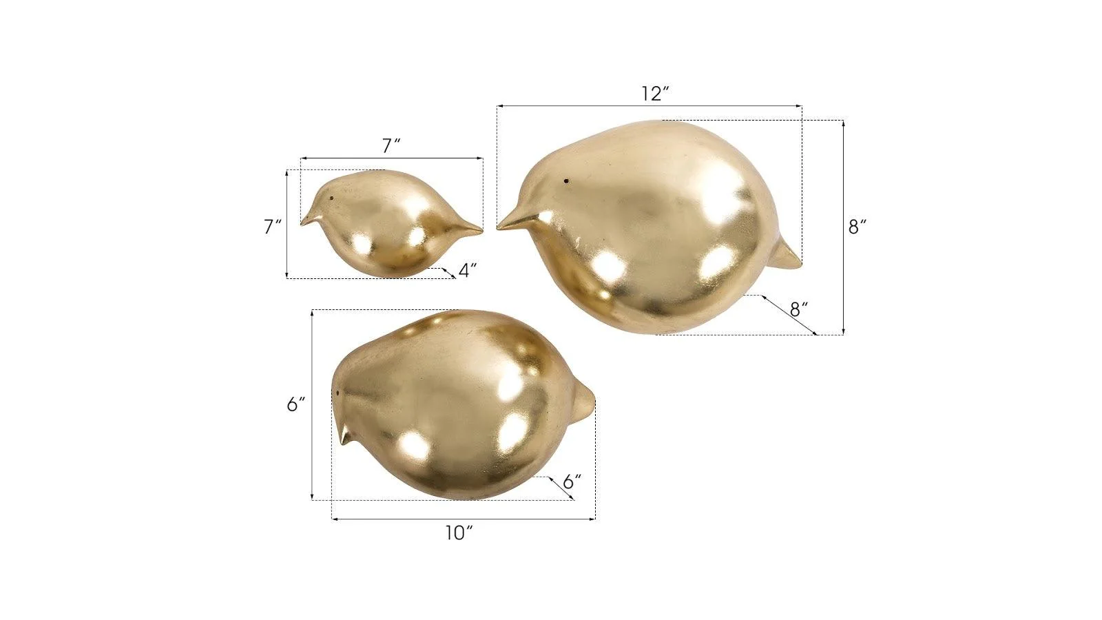 Golden Birds, Set of 3, Gold Leaf, LG - Frankwebs