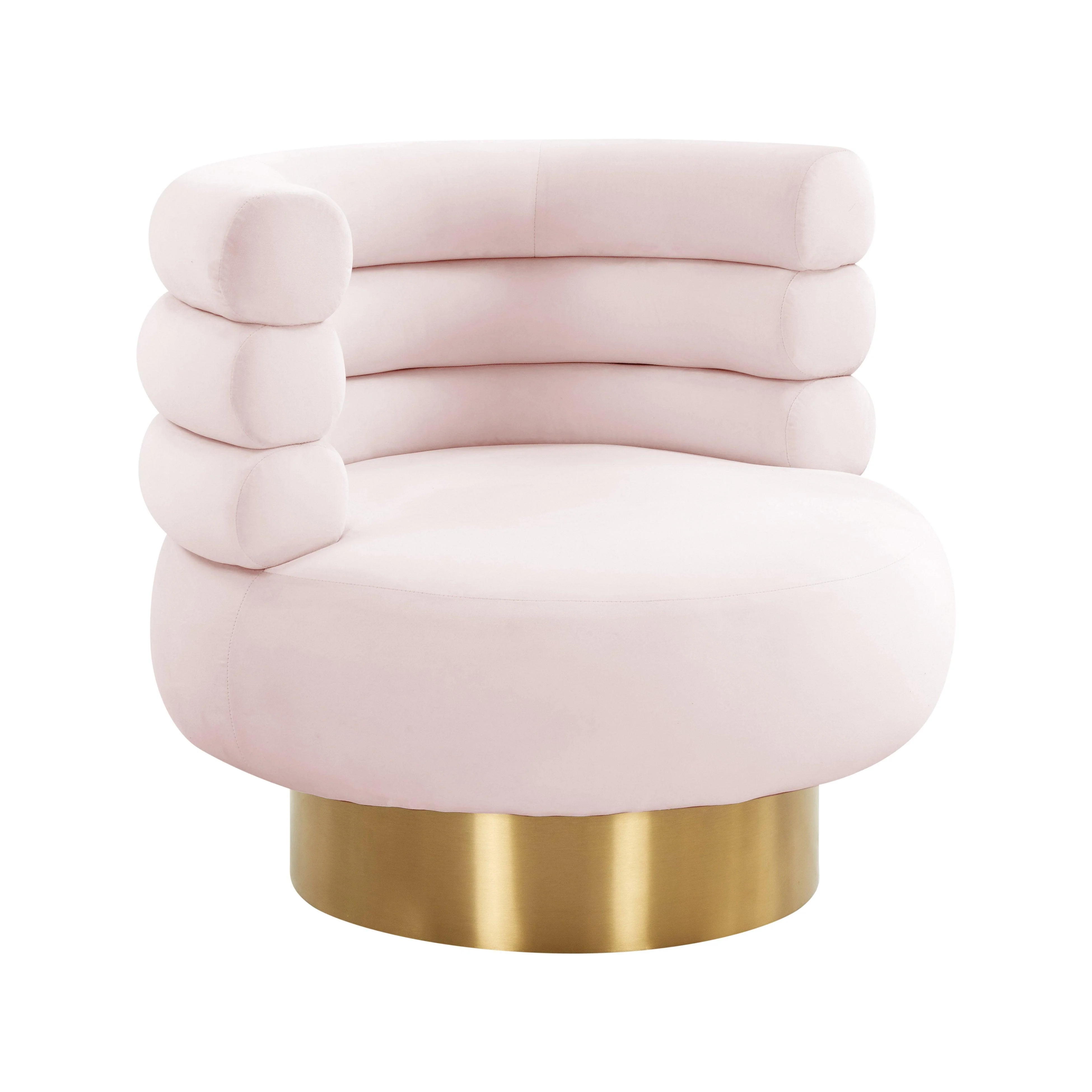 Naomi Blush Velvet Swivel Chair - Frankwebs