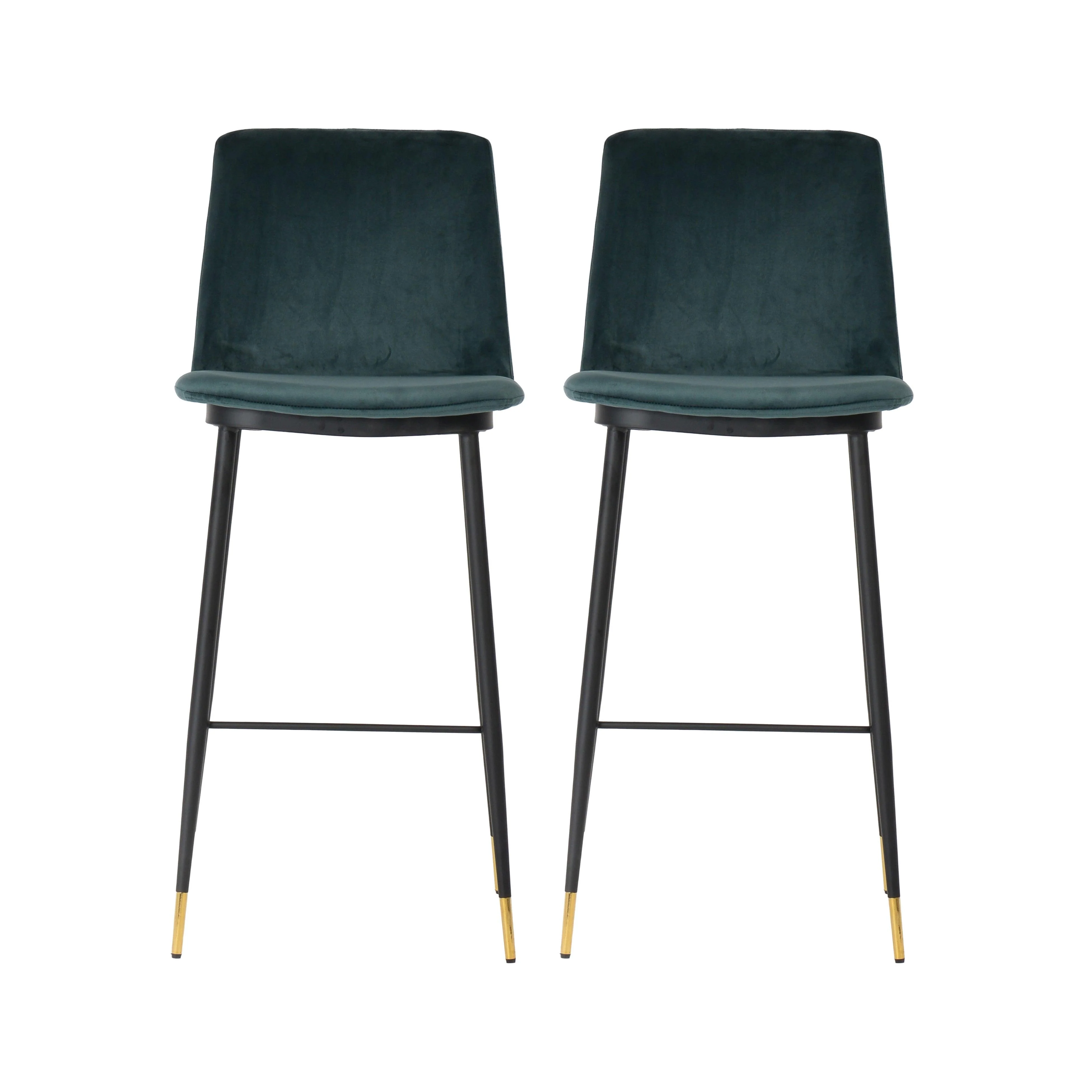 Evora Green Velvet Counter Stool (Set of 2) - Frankwebs