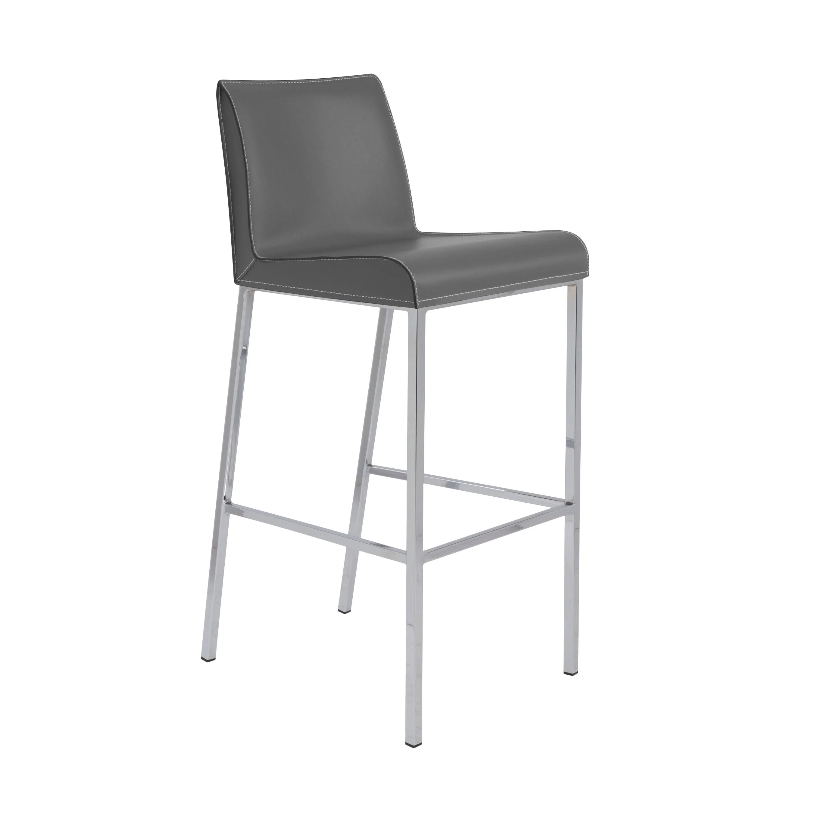 Cam Bar Stool In Gray With Polished Stainless Steel Legs - Set of 2 - Frankwebs