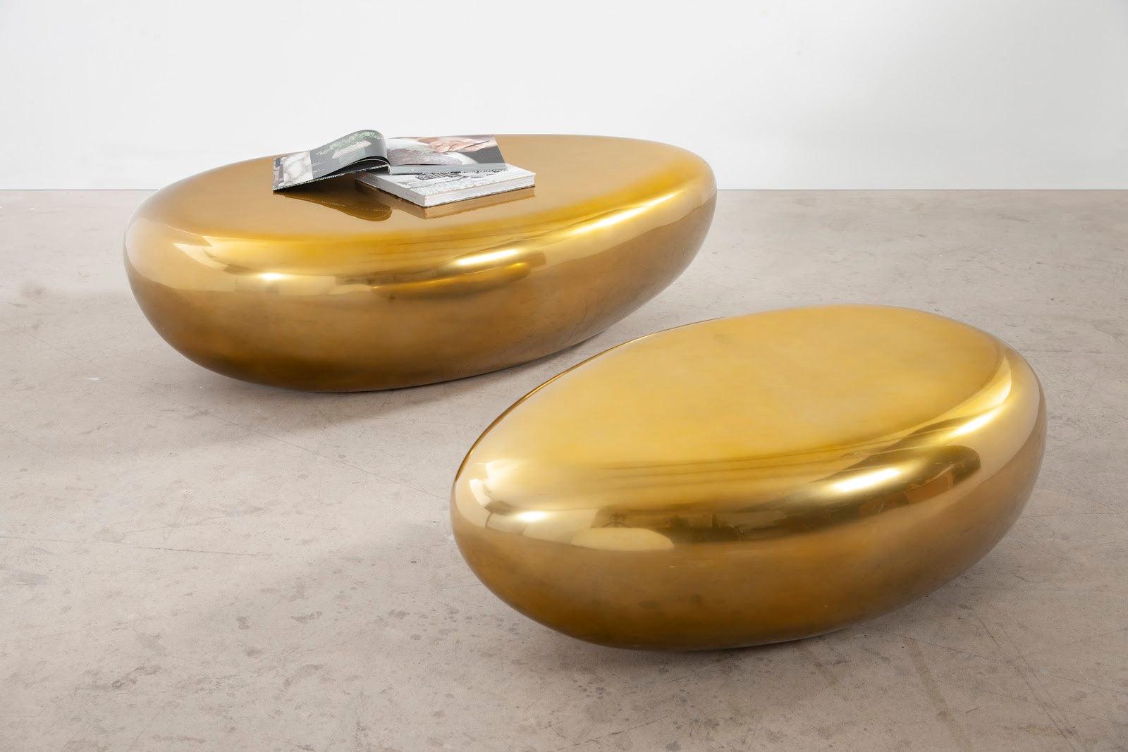 River Stone Coffee Table, Small, Liquid Gold - Frankwebs