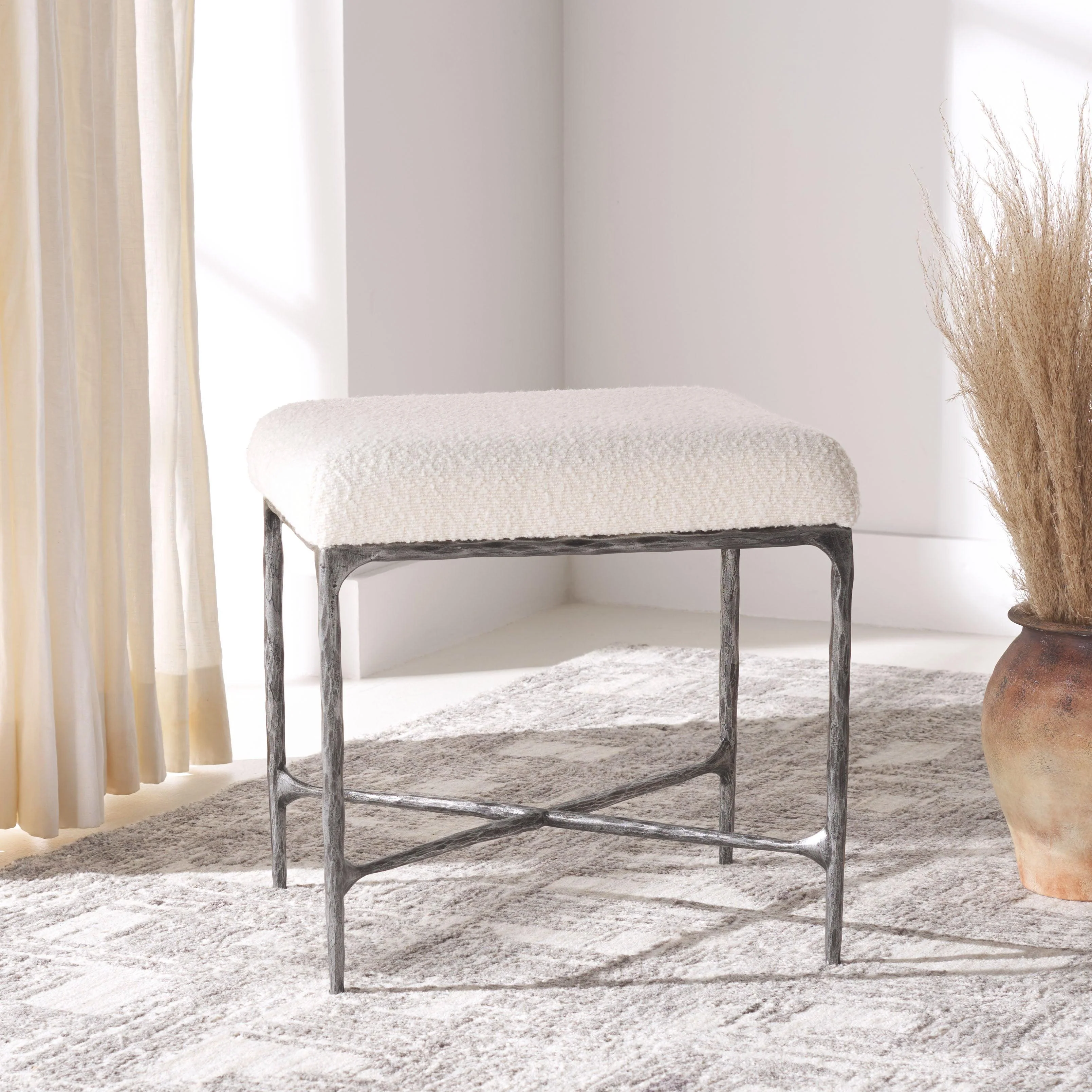 MANDY BOUCLE AND METAL OTTOMAN - Frankwebs
