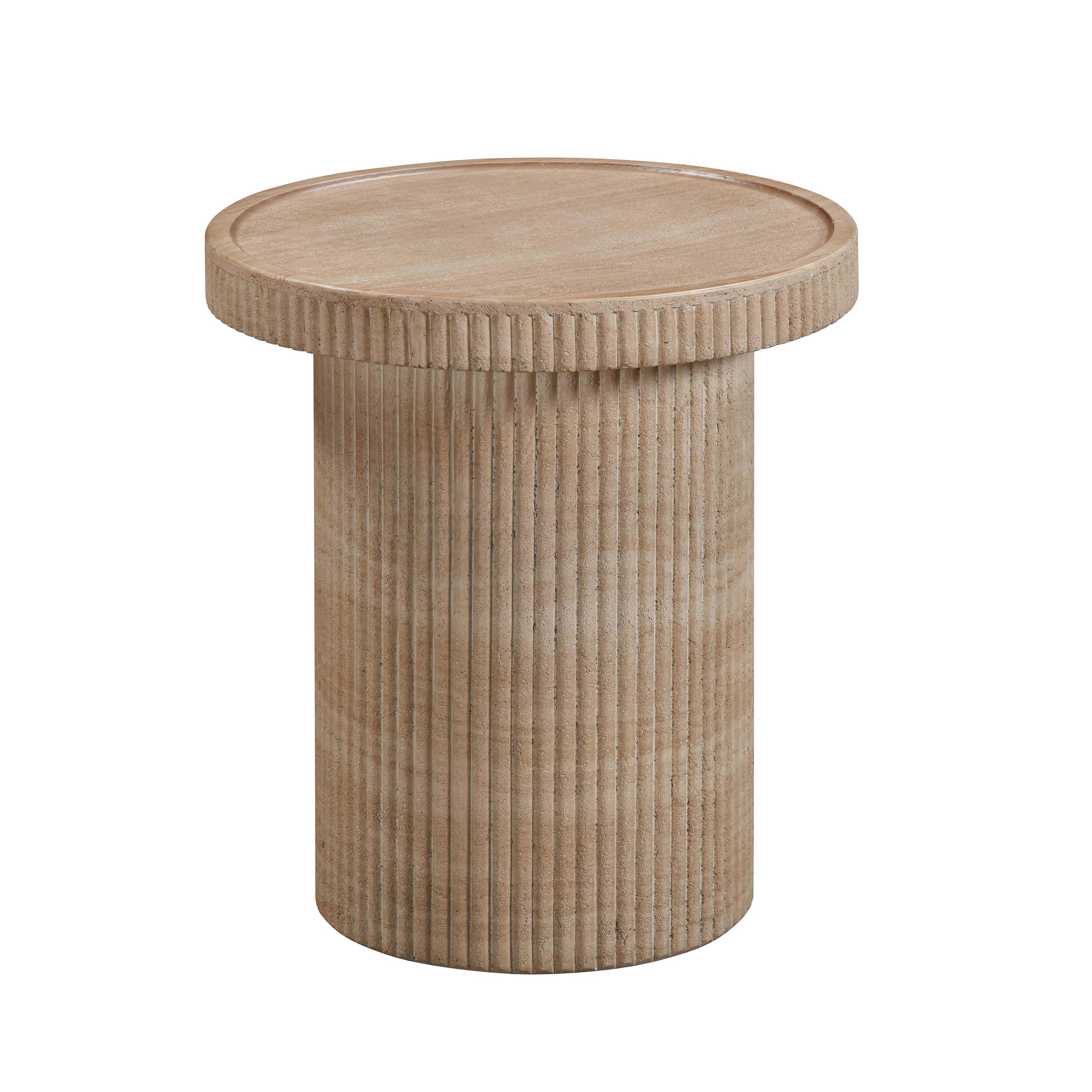 Darcy Faux Travertine Concrete Side Table - Frankwebs