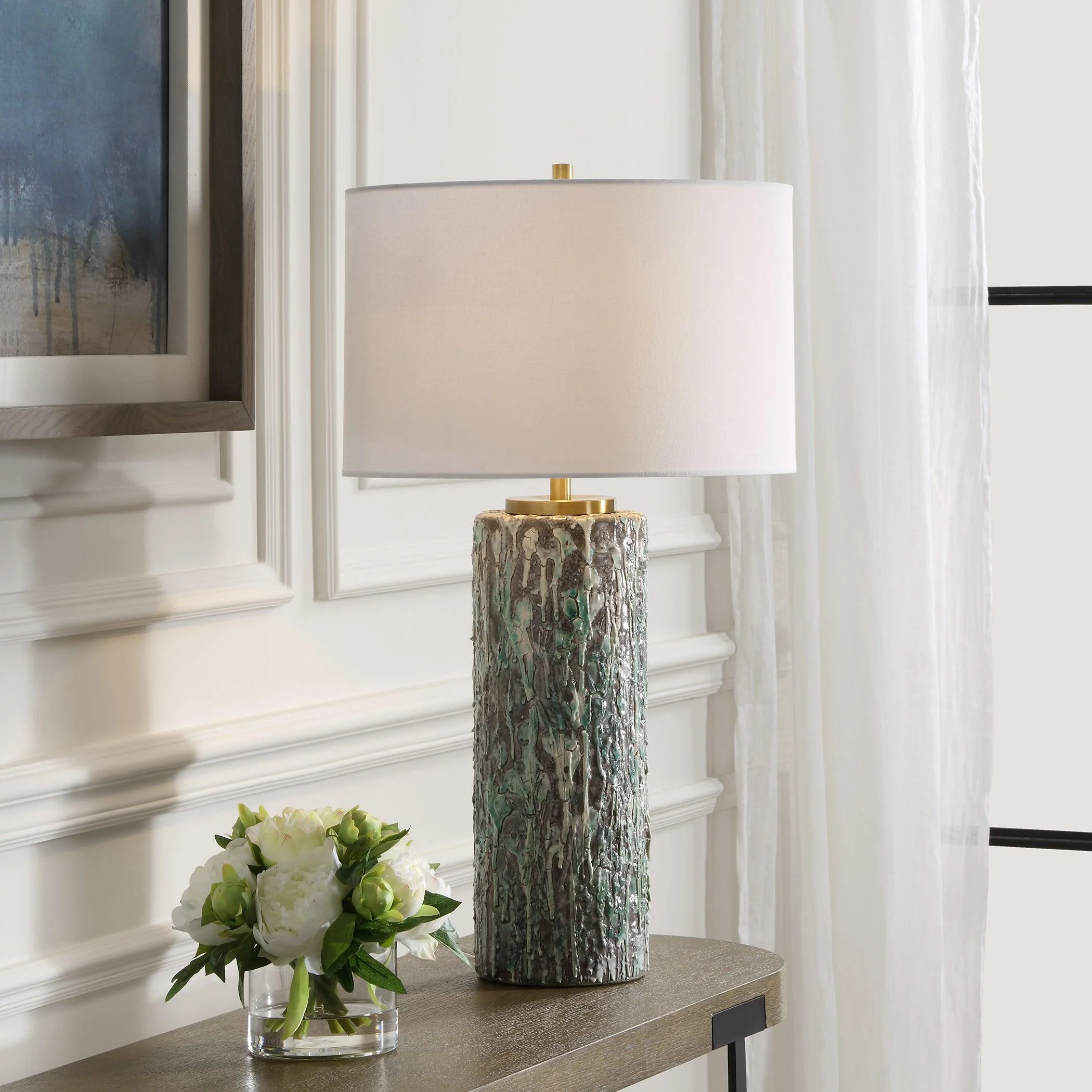 Meltdown Ivory Teal Table Lamp - Frankwebs