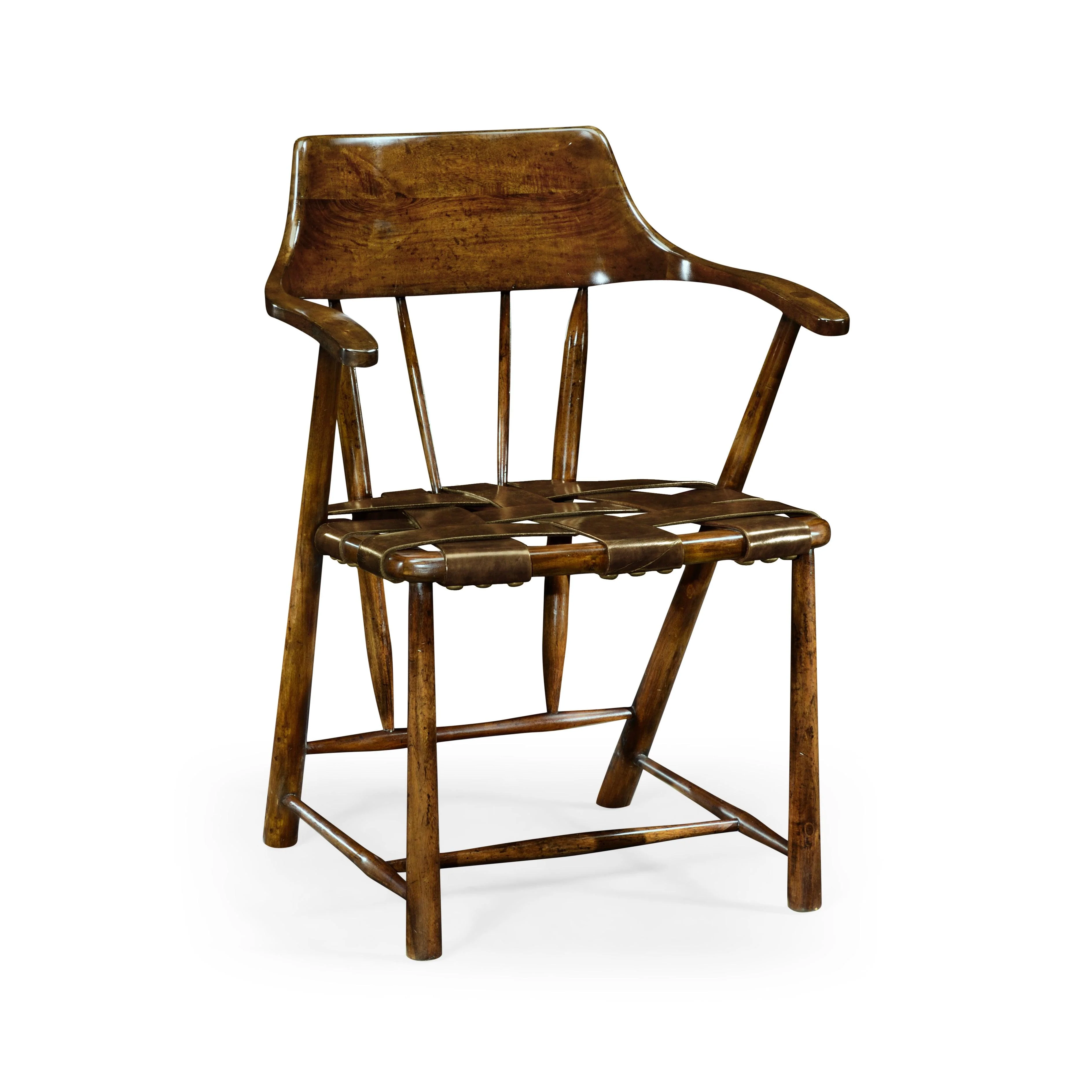 Curated Walnut Smokers Armchair With Leather Seat - Set of 2 - Frankwebs