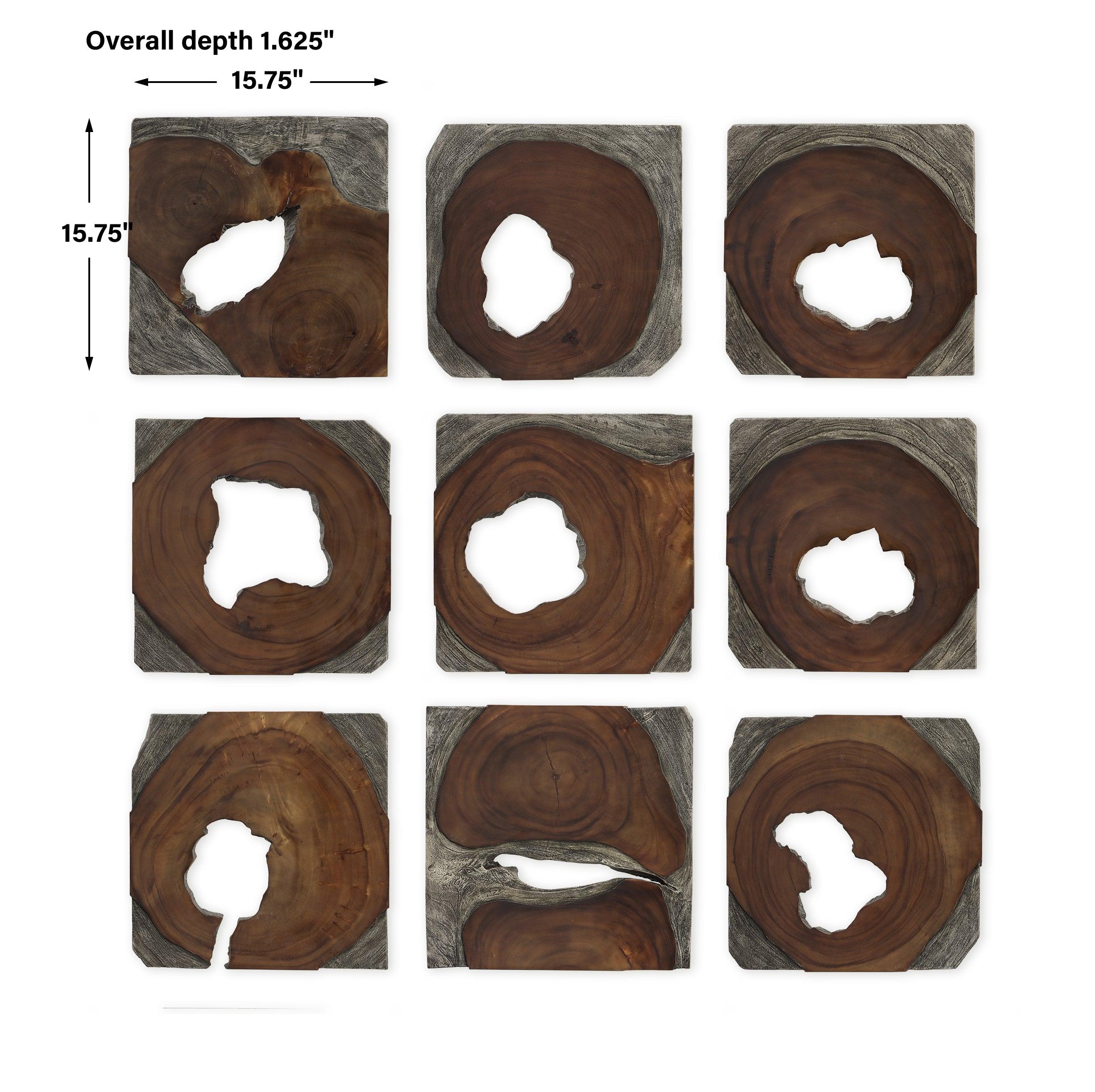 Jungle Wood Paneled Wall Art, Set/9 - Frankwebs