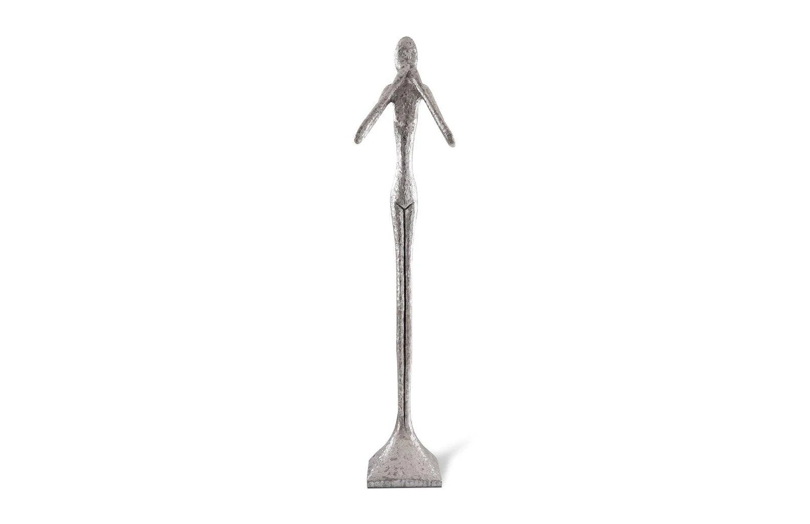 Speak No Evil Slender Sculpture, Large, Resin, Silver Leaf - Frankwebs