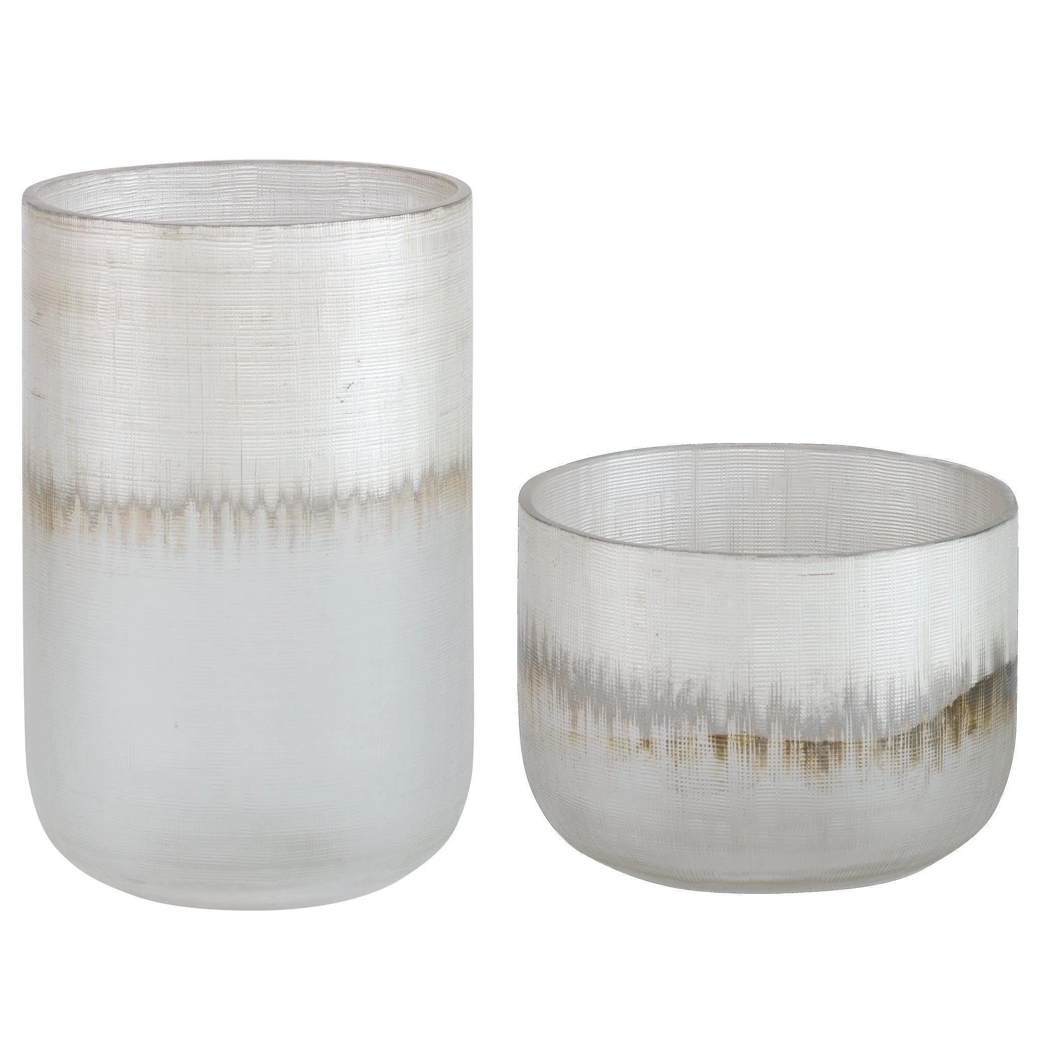 Frost Silver Drip Glass Vases, Set/2 - Frankwebs