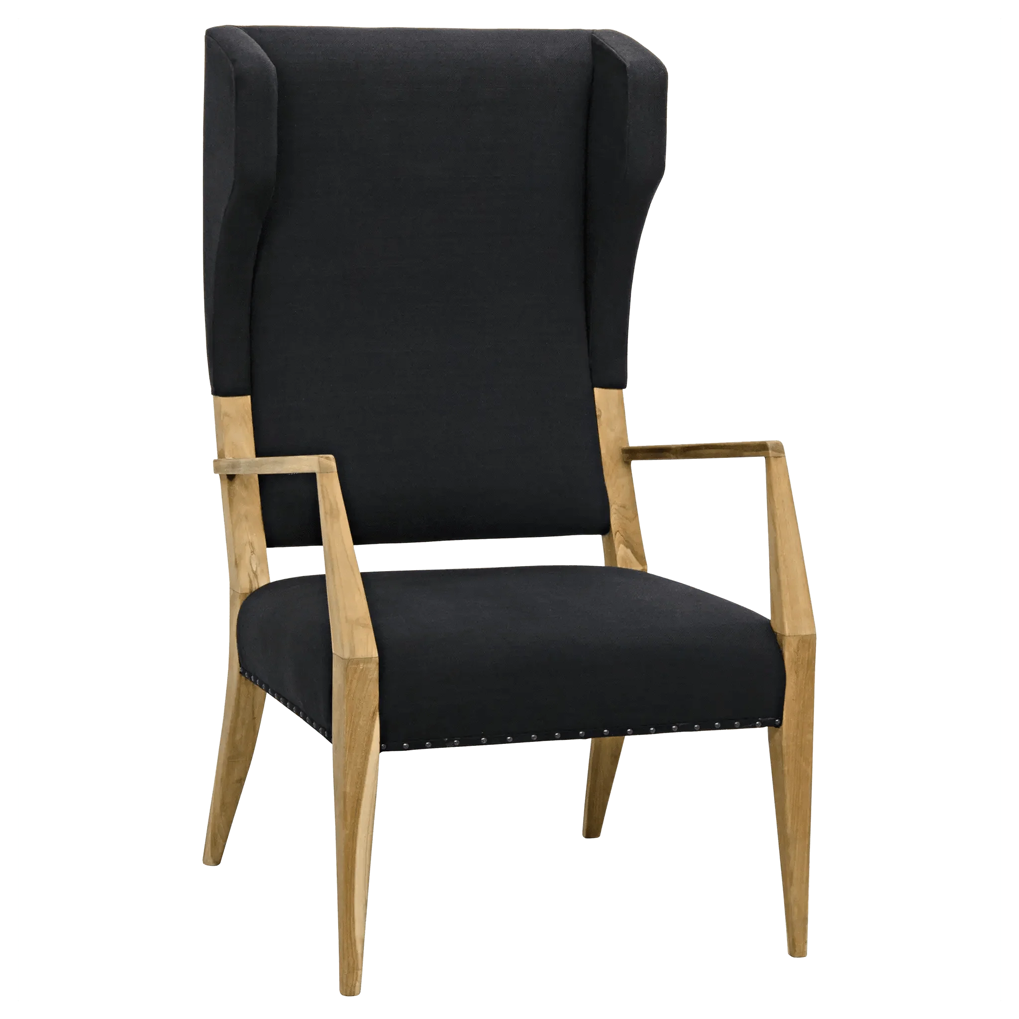 Narciso Chair, Teak with Black Woven Fabric - Frankwebs