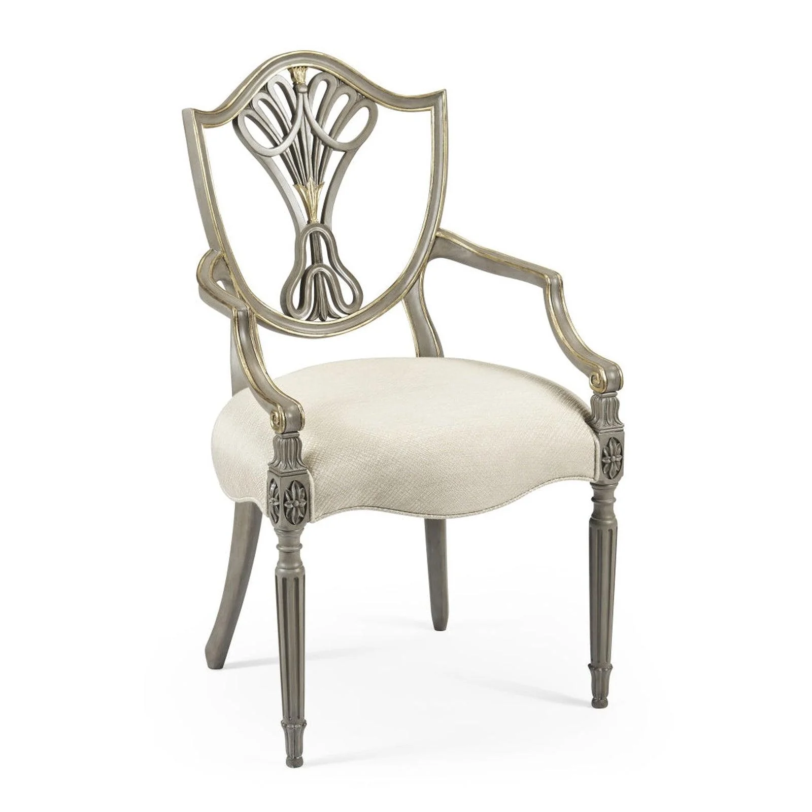Buckingham Sheraton Grey & Gilded Dining Armchair - Frankwebs