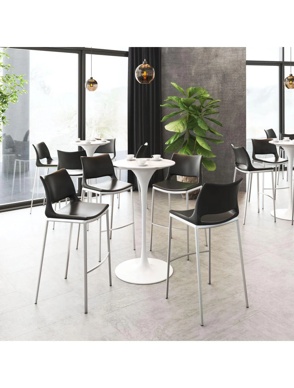 Ace Bar Chair (Set of 2) Black & Silver - Frankwebs