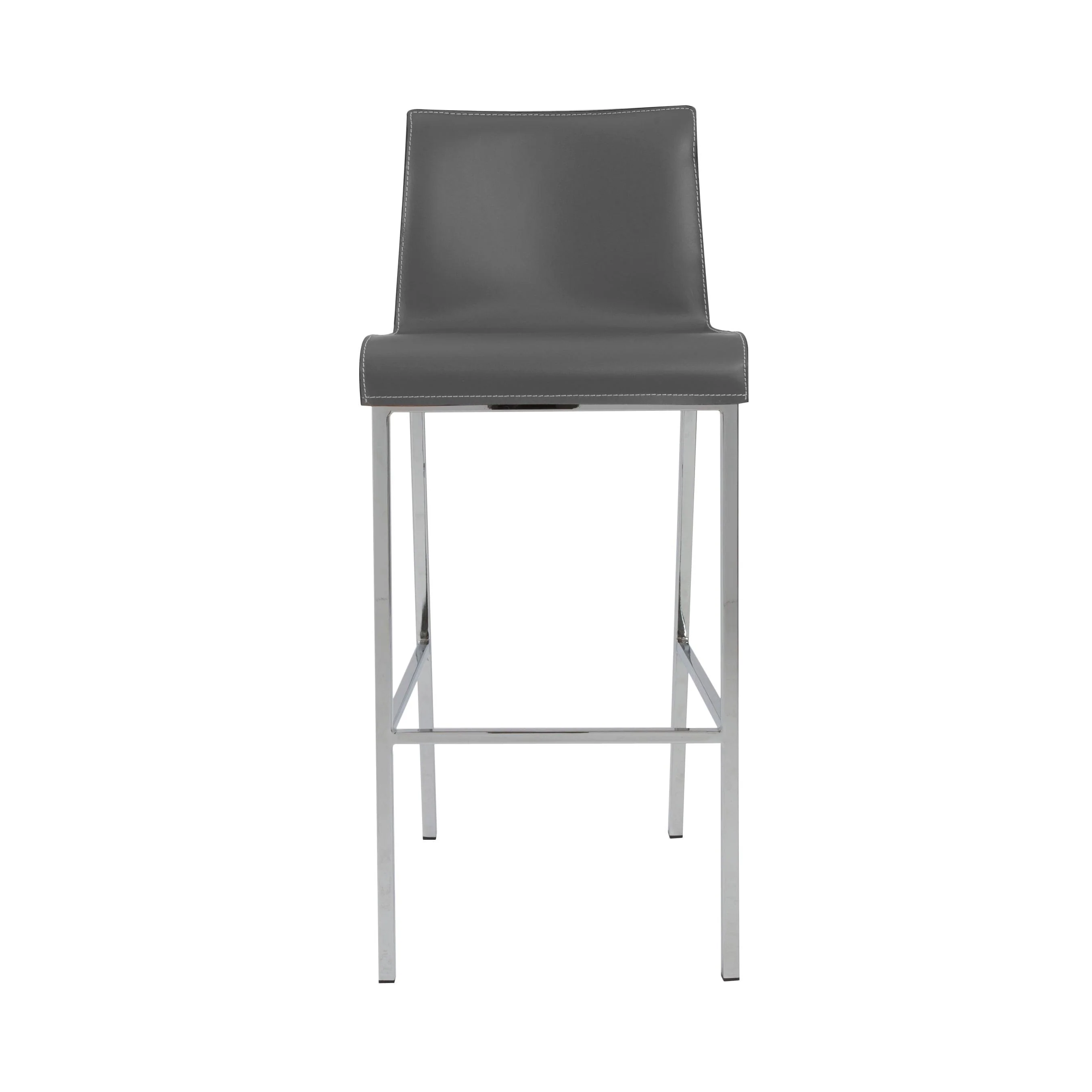 Cam Bar Stool In Gray With Polished Stainless Steel Legs - Set of 2 - Frankwebs