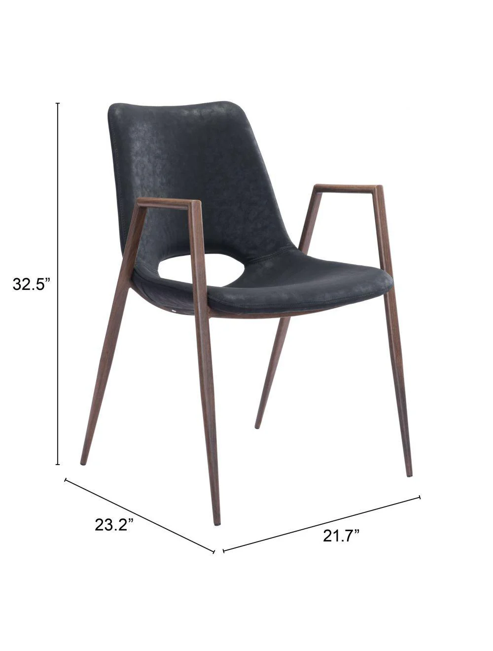Desi Dining Chair (Set of 2) Black & Walnut - Frankwebs