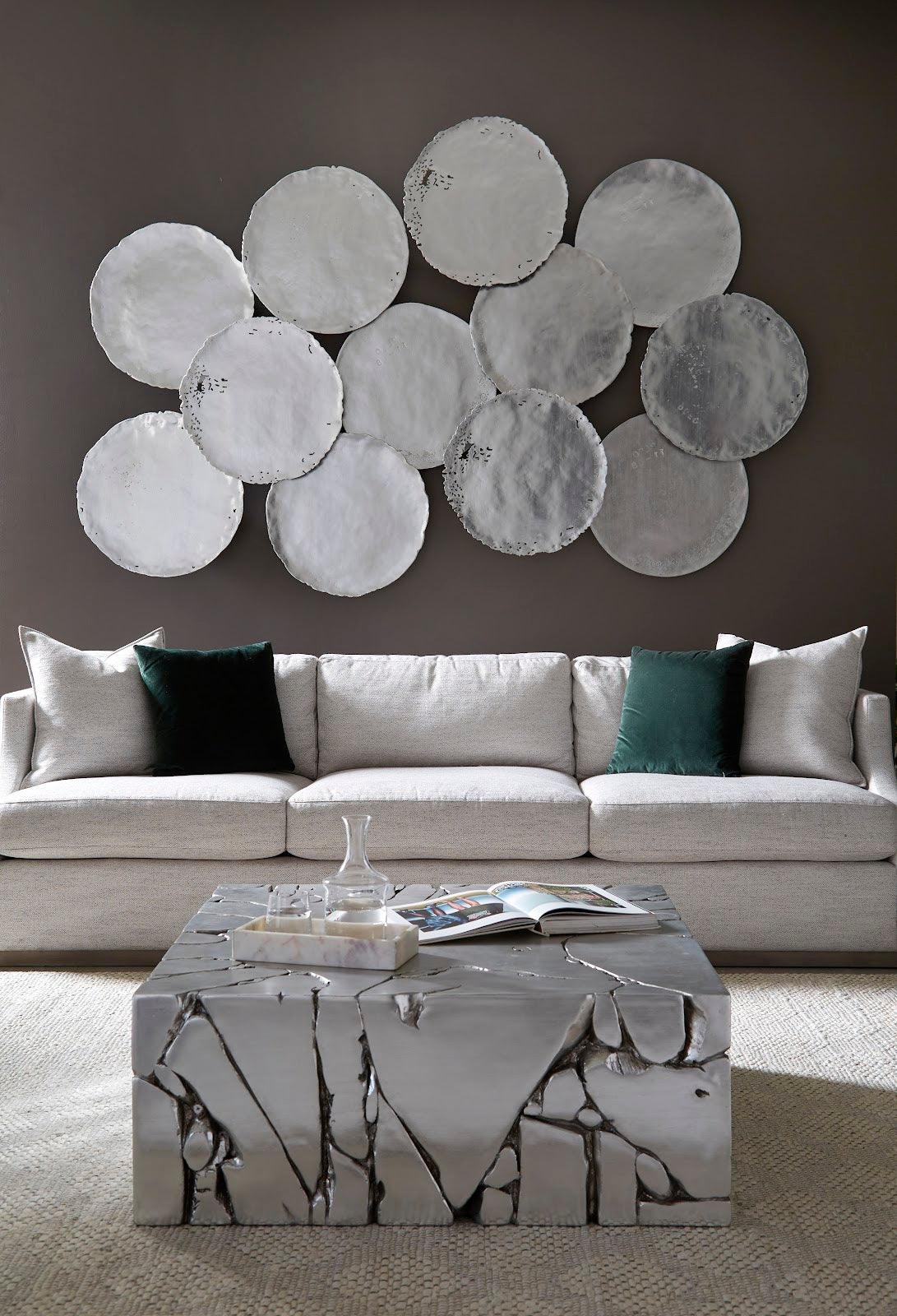 Cast Oil Drum Wall Discs, Silver Leaf, Set of 4 - Frankwebs