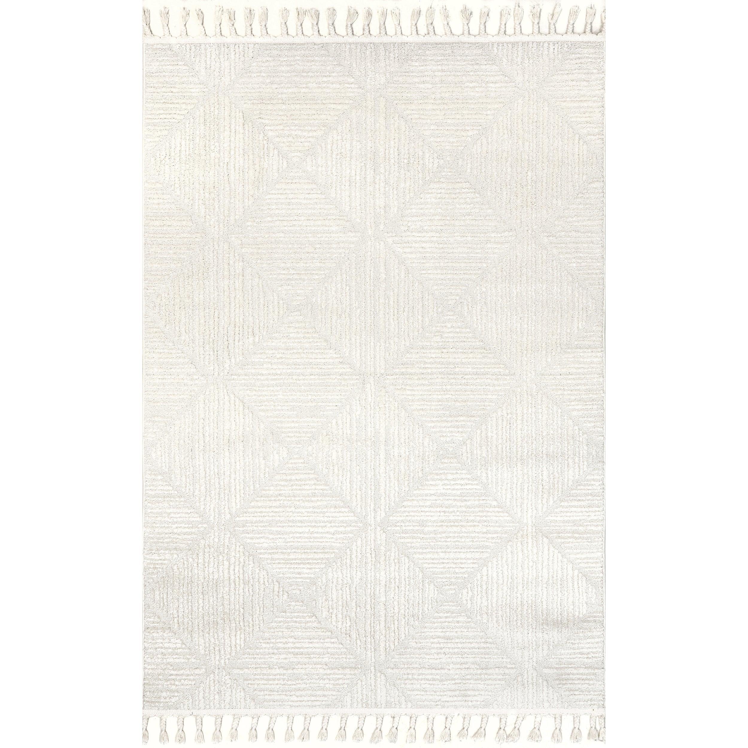 Kerry Textured Geometric Tasseled Area Rug - Frankwebs
