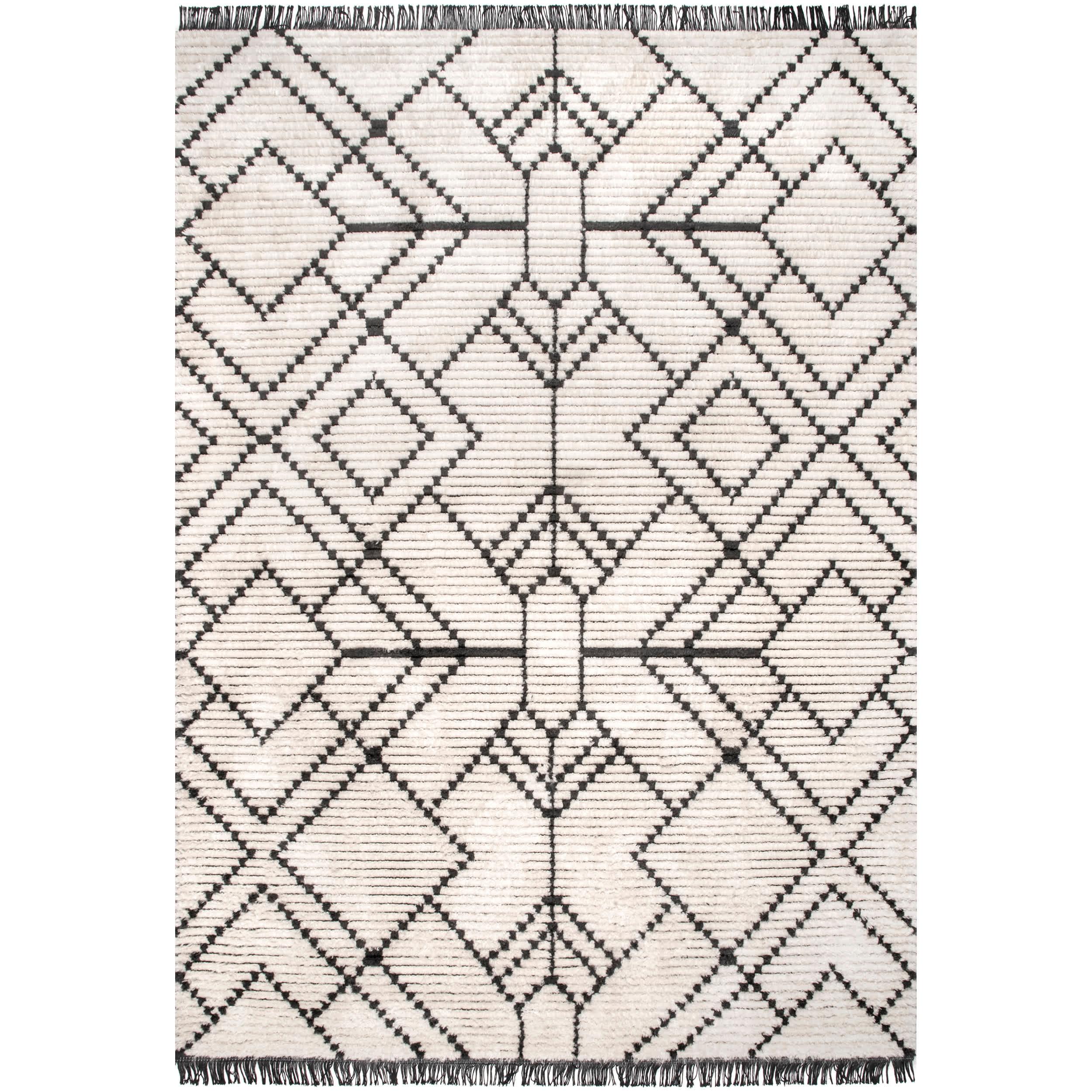 Carlina Modern Geometric Soft Shag Fringe Area Rug - Frankwebs