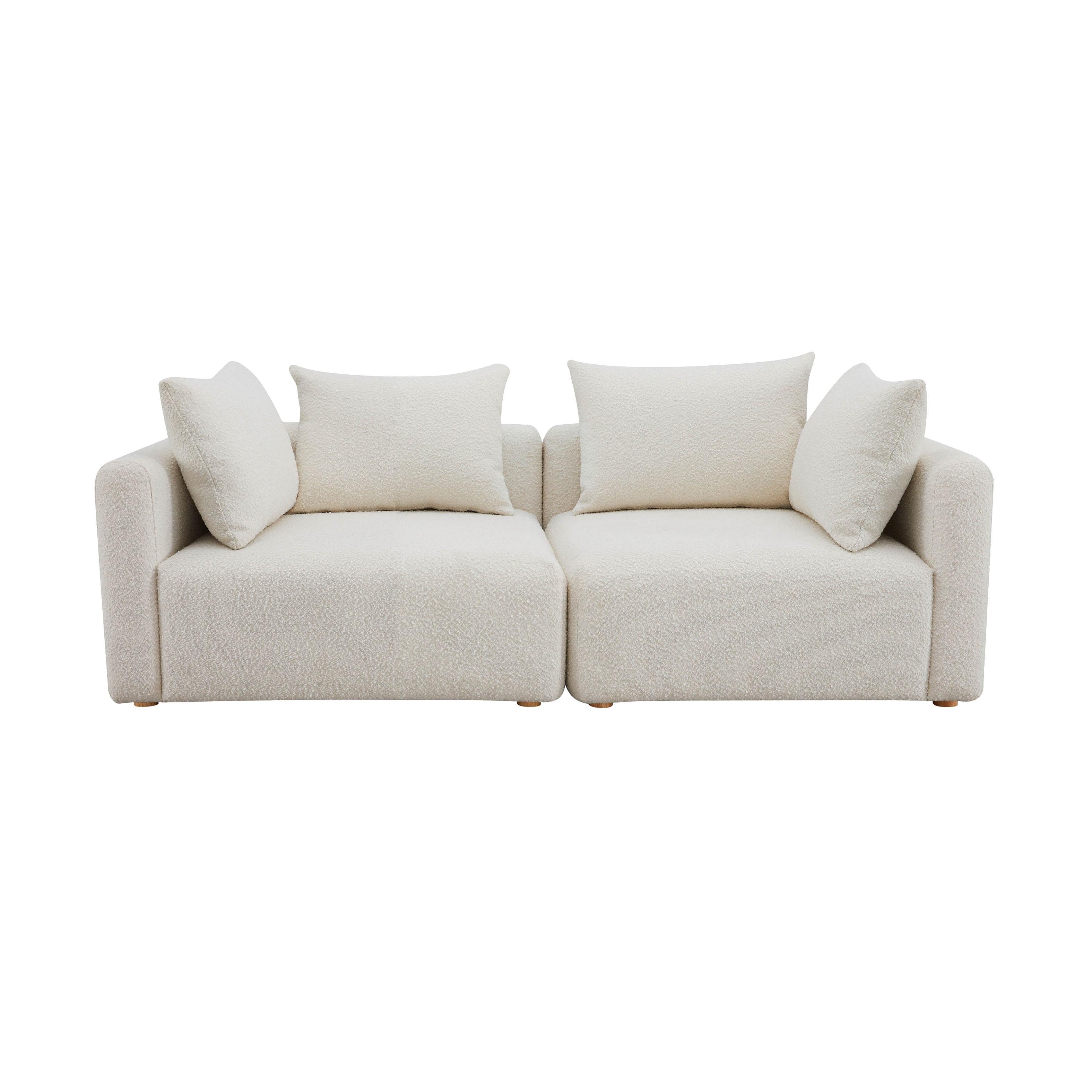 Hangover Cream Boucle Loveseat - Frankwebs