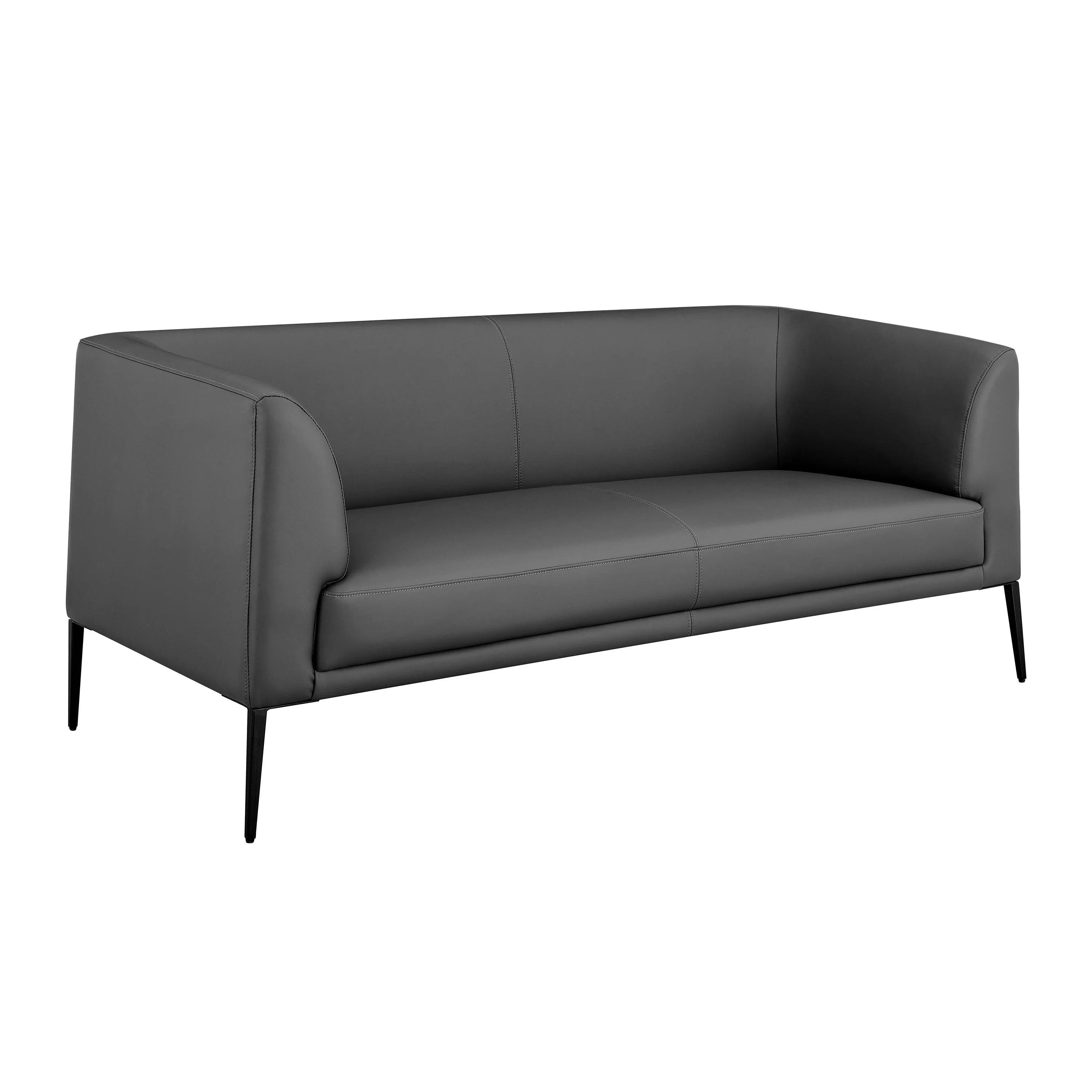 Matias Loveseat in Gray Leatherette with Matte Black Legs - Frankwebs