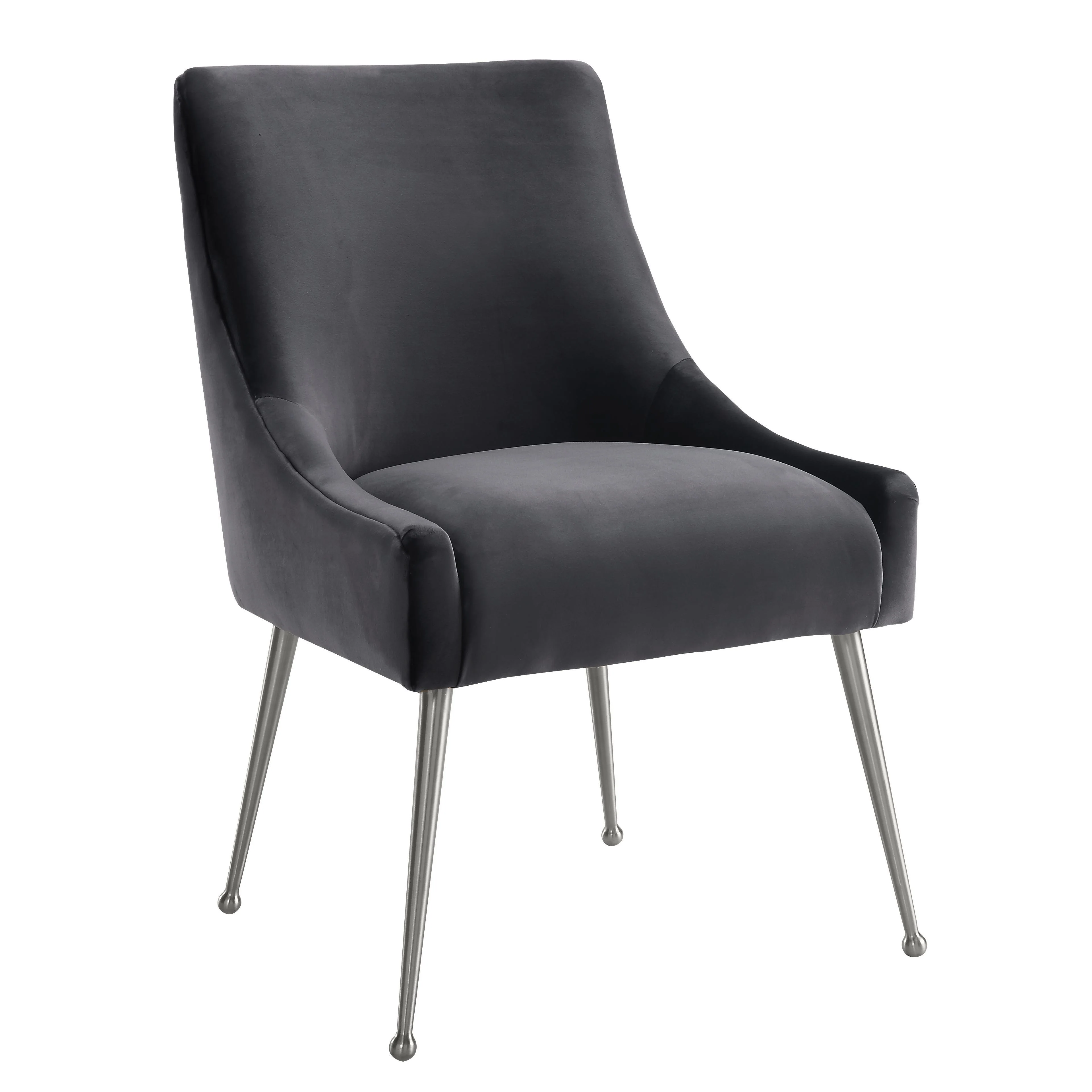 Beatrix Grey Velvet Side Chair with Silver Legs - Frankwebs