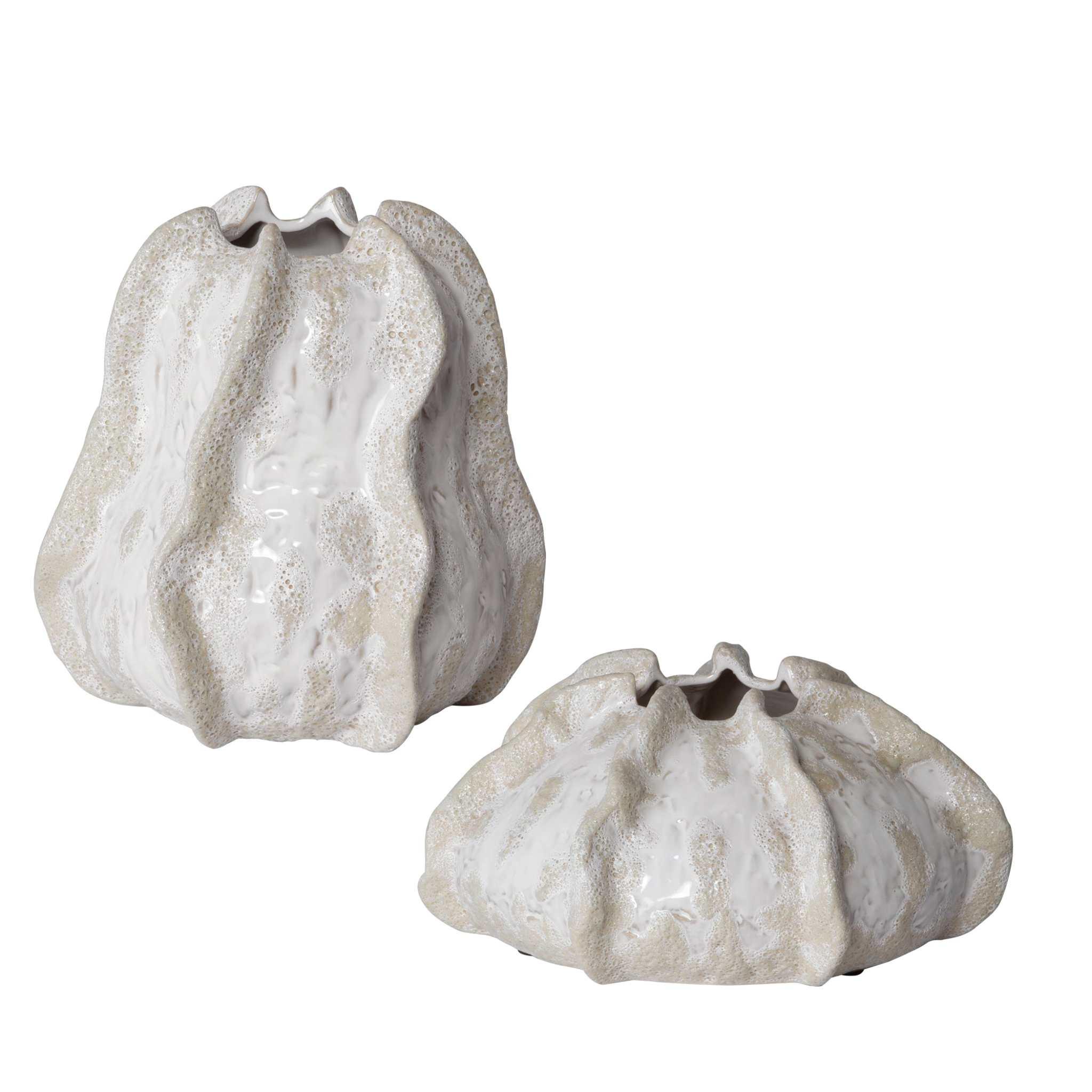 URCHIN TEXTURED IVORY VASES, SET OF 2 - Frankwebs