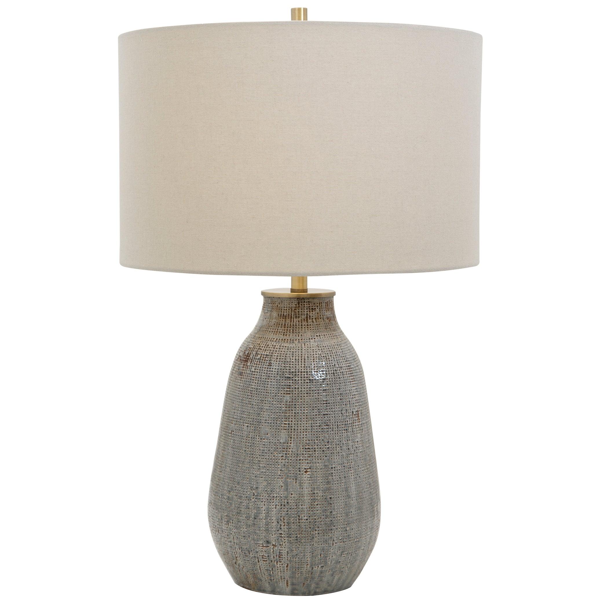 MONACAN GRAY TEXTURED TABLE LAMP - Frankwebs