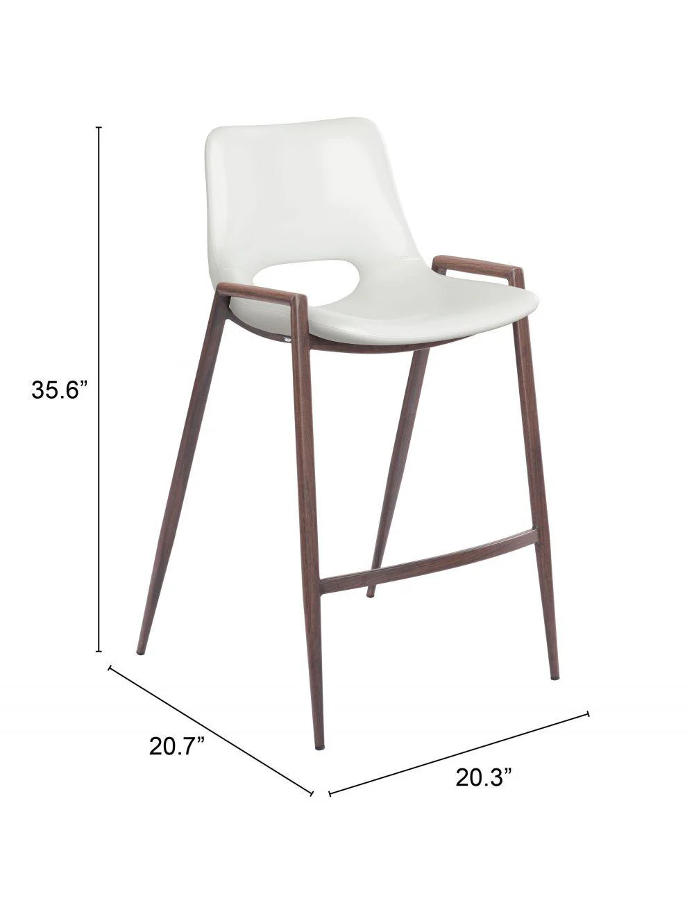 Desi Counter Chair (Set of 2) White & Walnut - Frankwebs