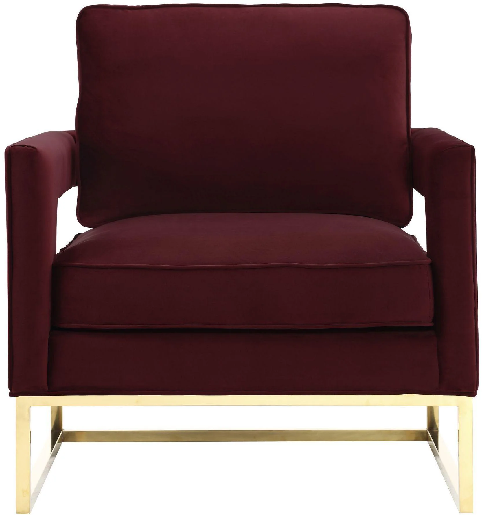 Avery Maroon Velvet Chair With Polished Gold Base - Frankwebs