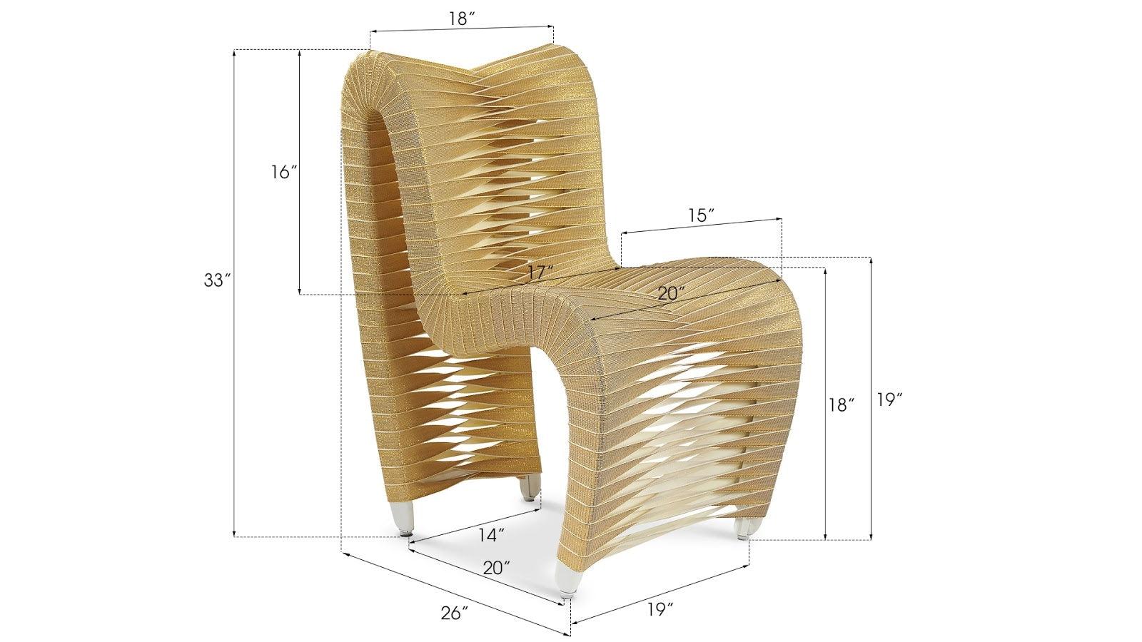 Seat Belt Dining Chair, Gold, Metallic - Frankwebs