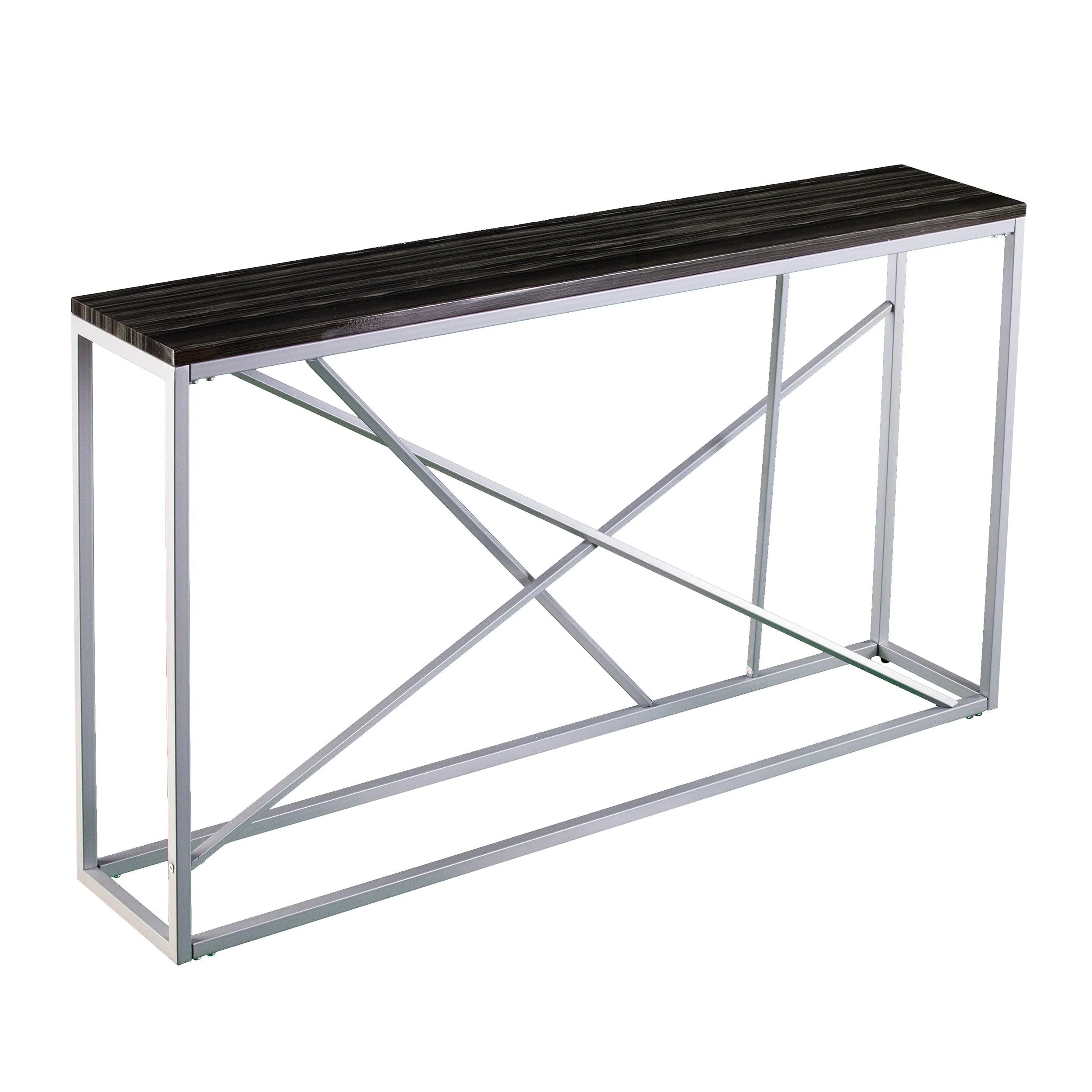 Arendal Faux Stone Skinny Console Table - Silver - Frankwebs