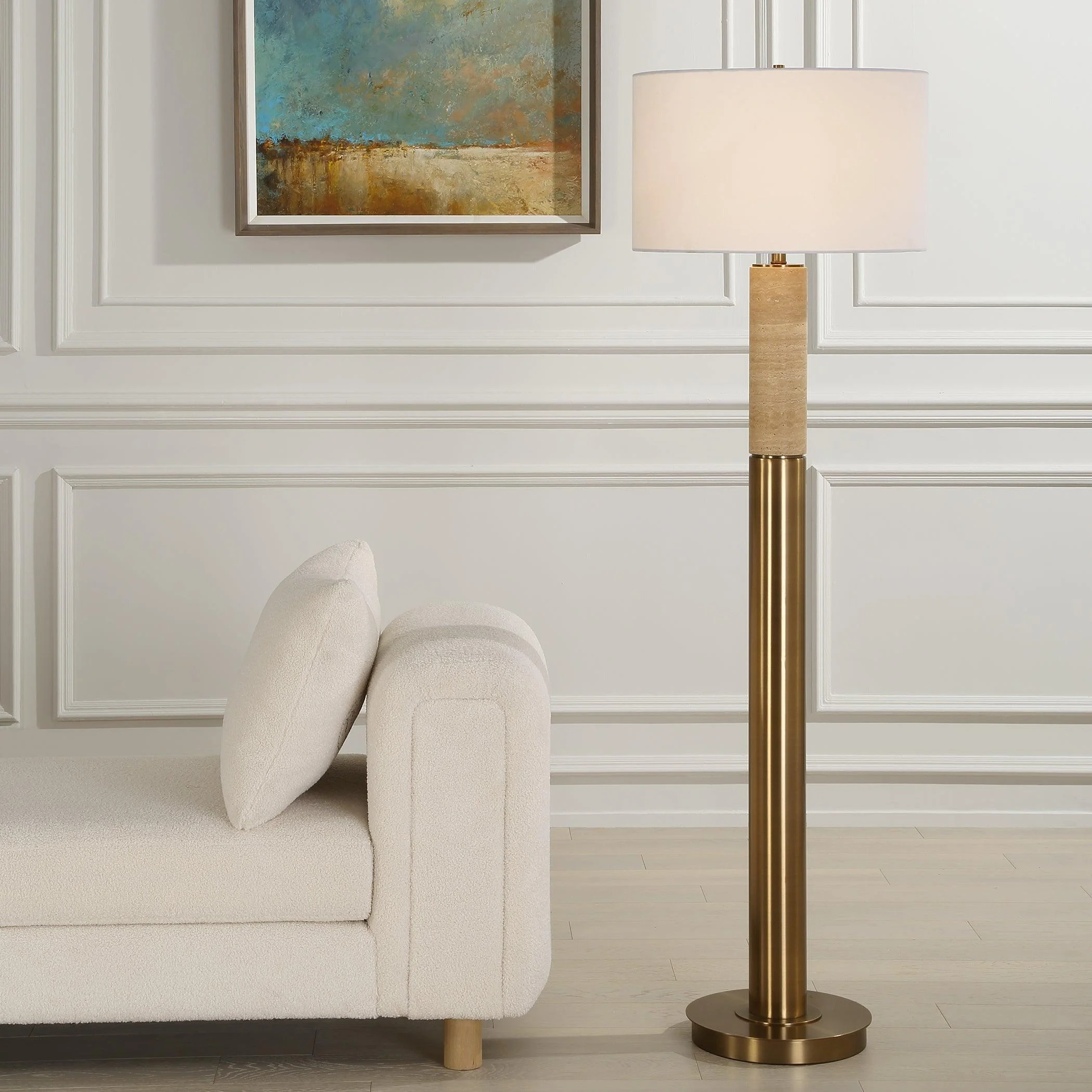 Knox Travertine Floor Lamp - Frankwebs