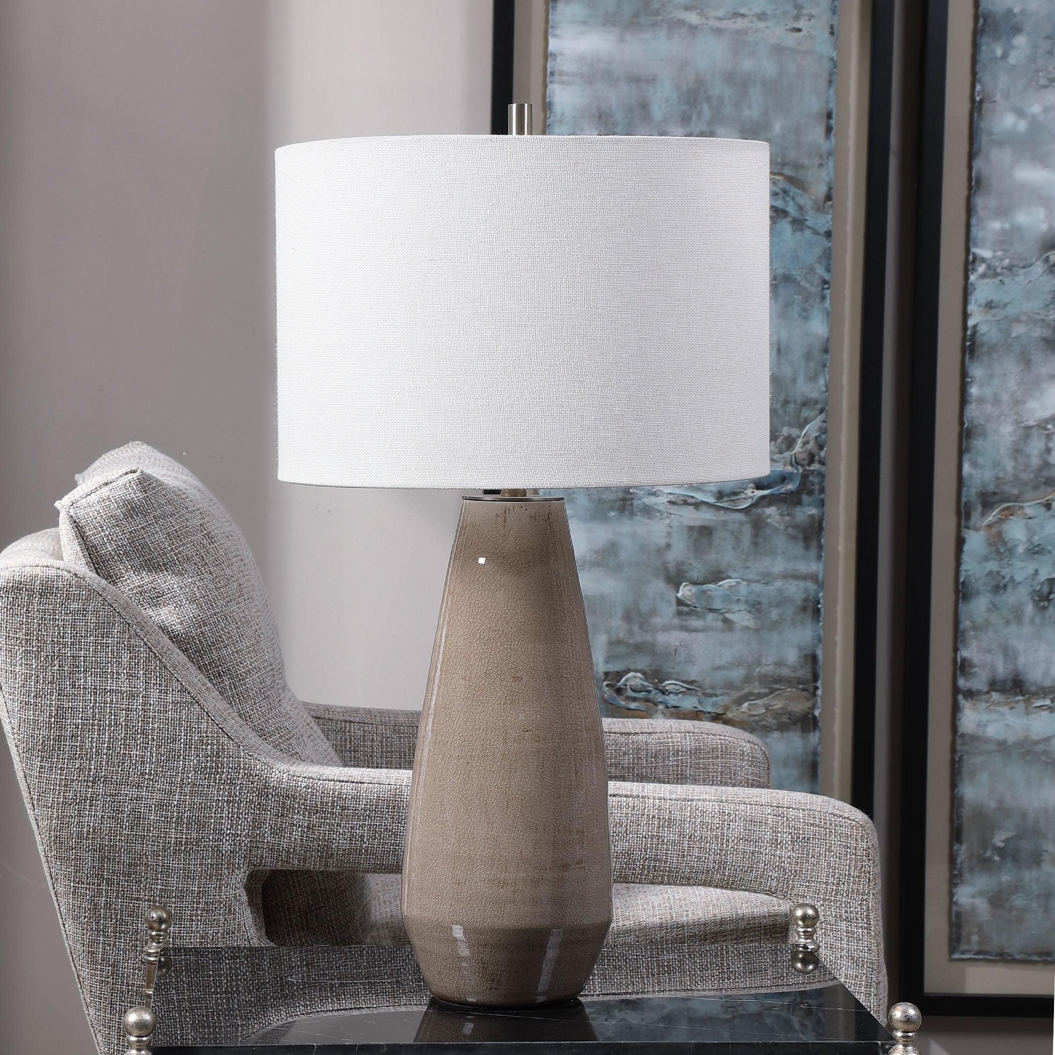 VOLTERRA TAUPE-GRAY TABLE LAMP - Frankwebs
