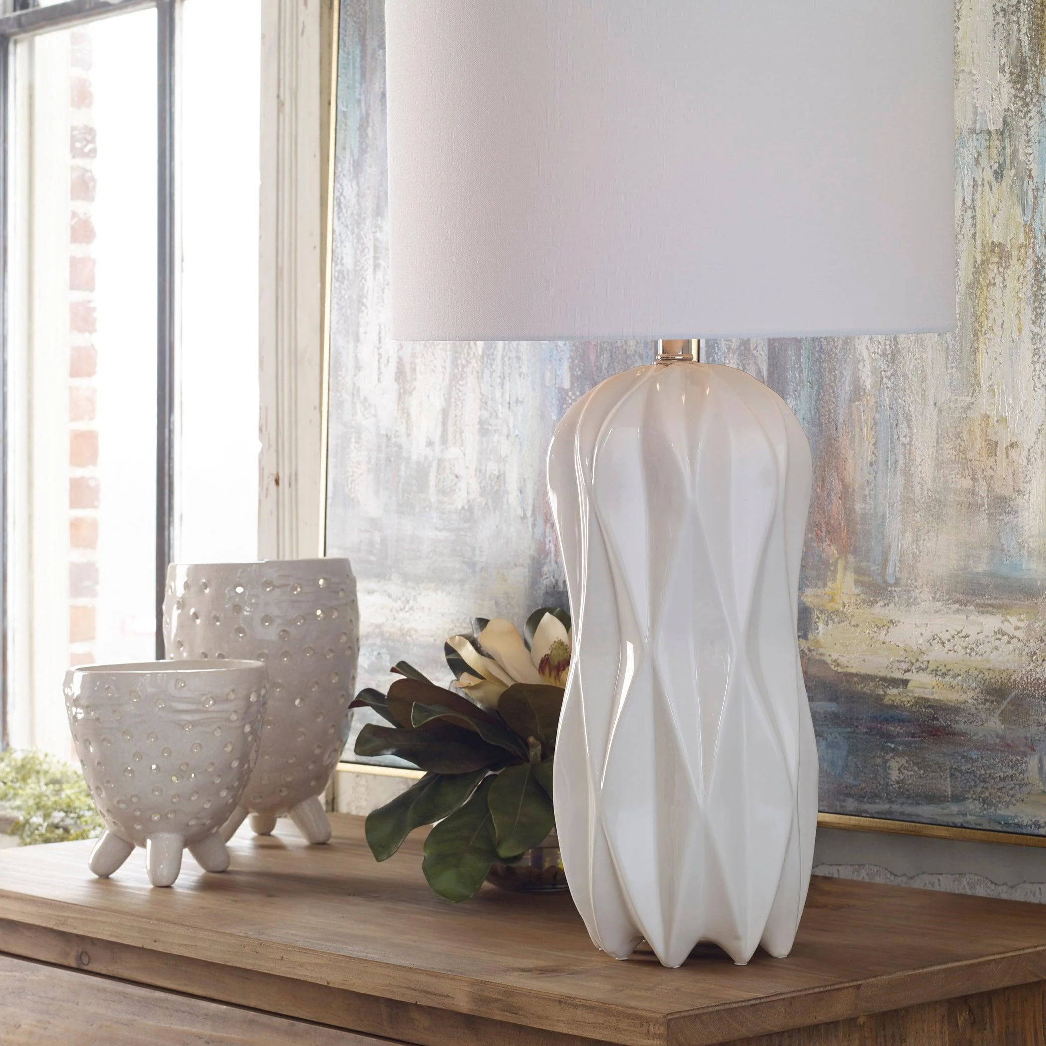 MALENA GLOSSY WHITE TABLE LAMP - Frankwebs
