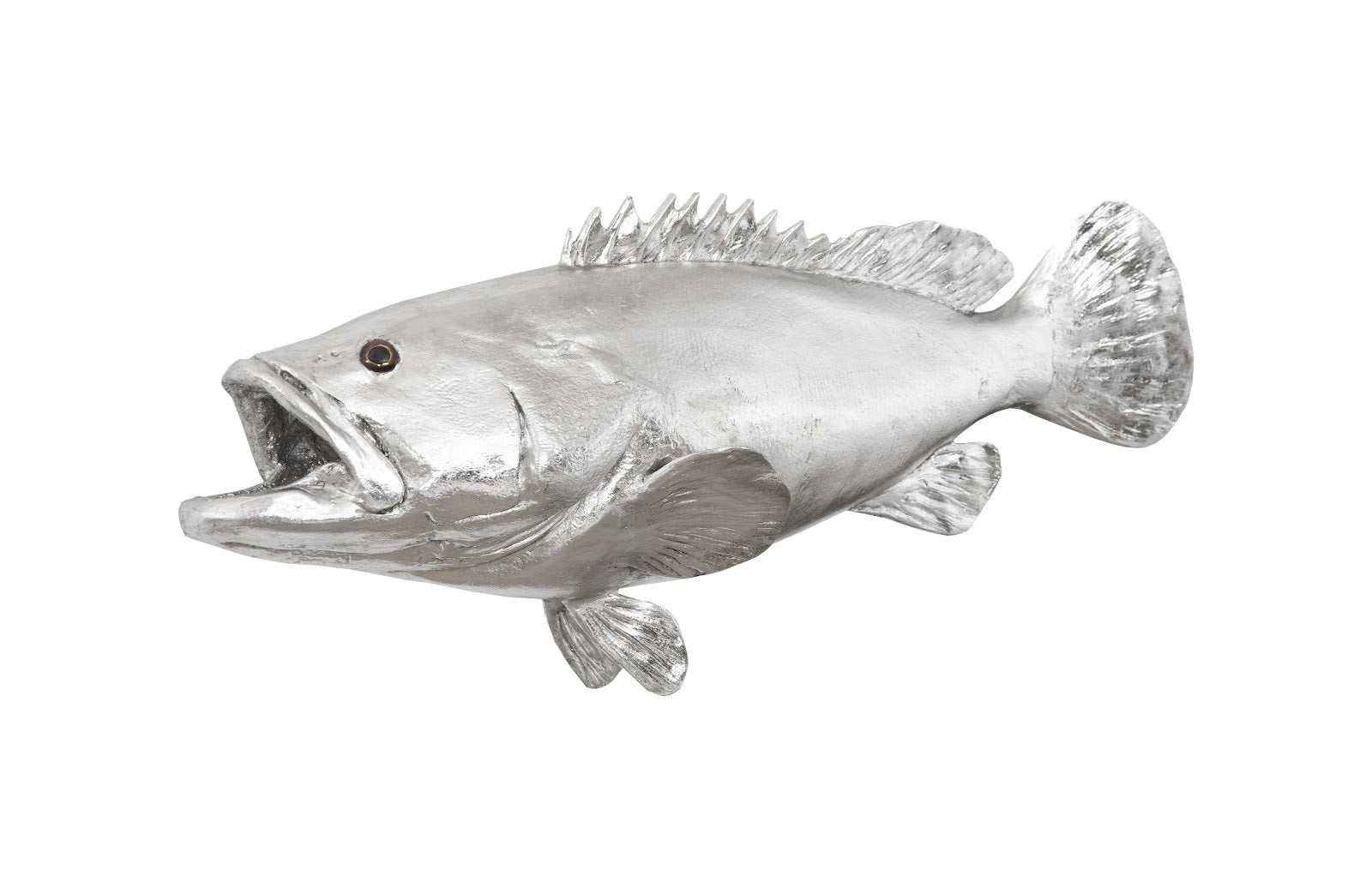 Estuary Cod Fish Wall Sculpture, Resin, Silver Leaf - Frankwebs