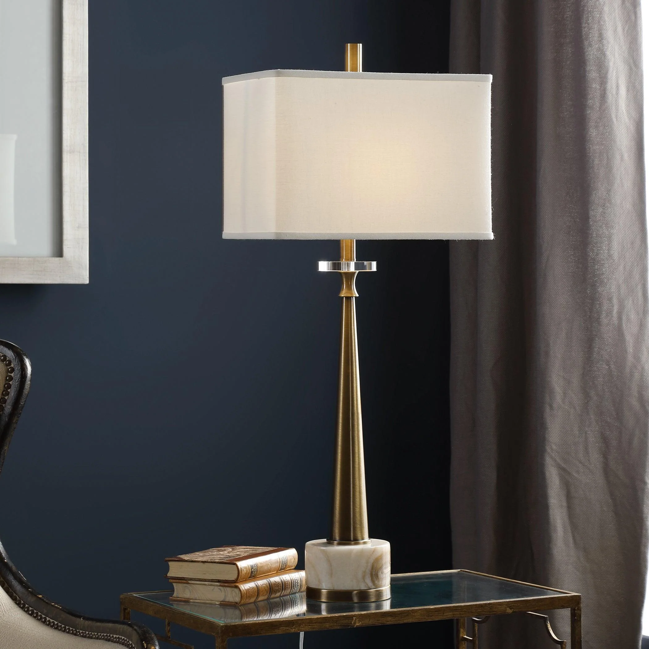 VERNER TAPERED BRASS TABLE LAMP - Frankwebs