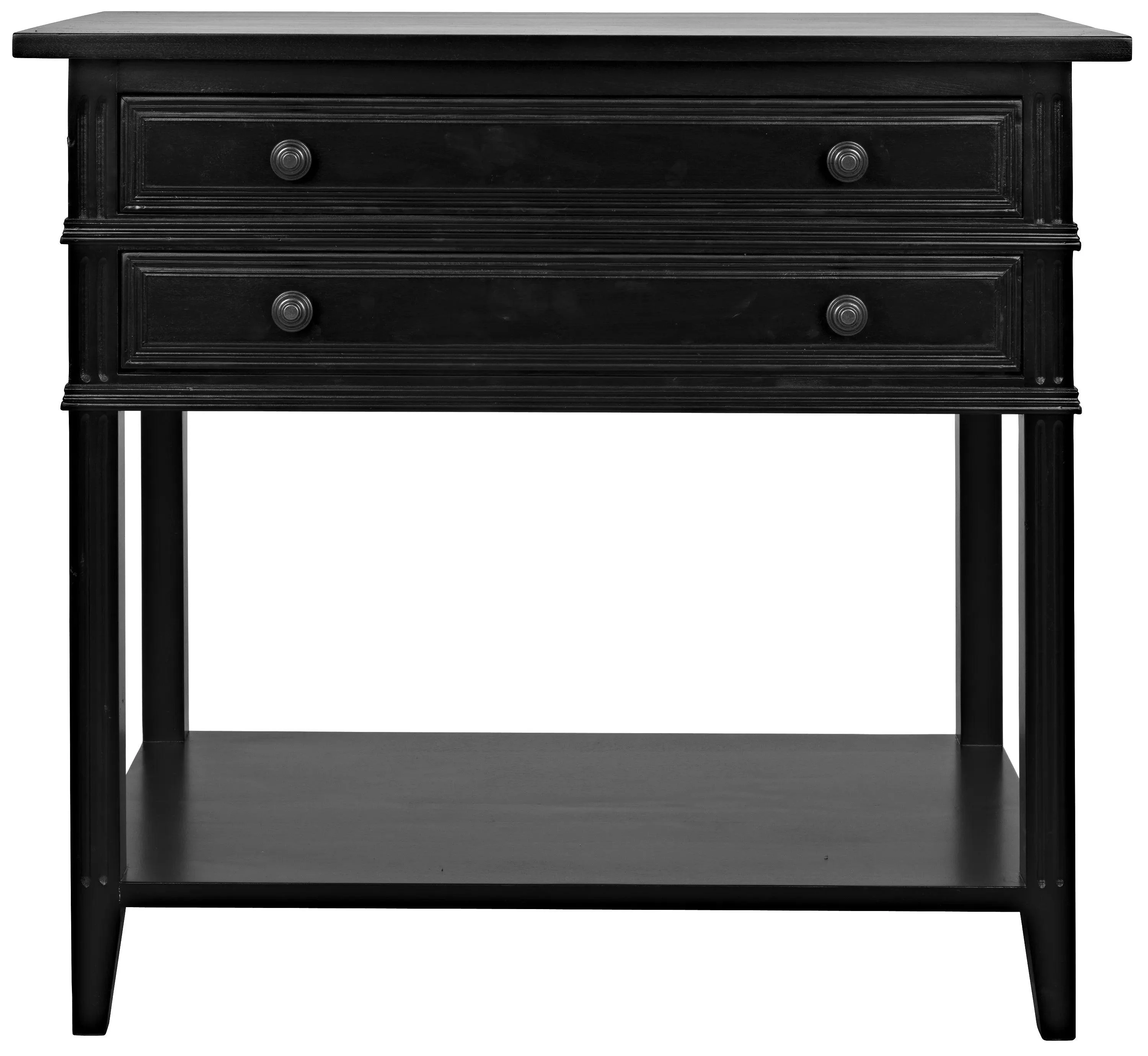 Colonial 2-Drawer Side Table, Distressed Black - Frankwebs