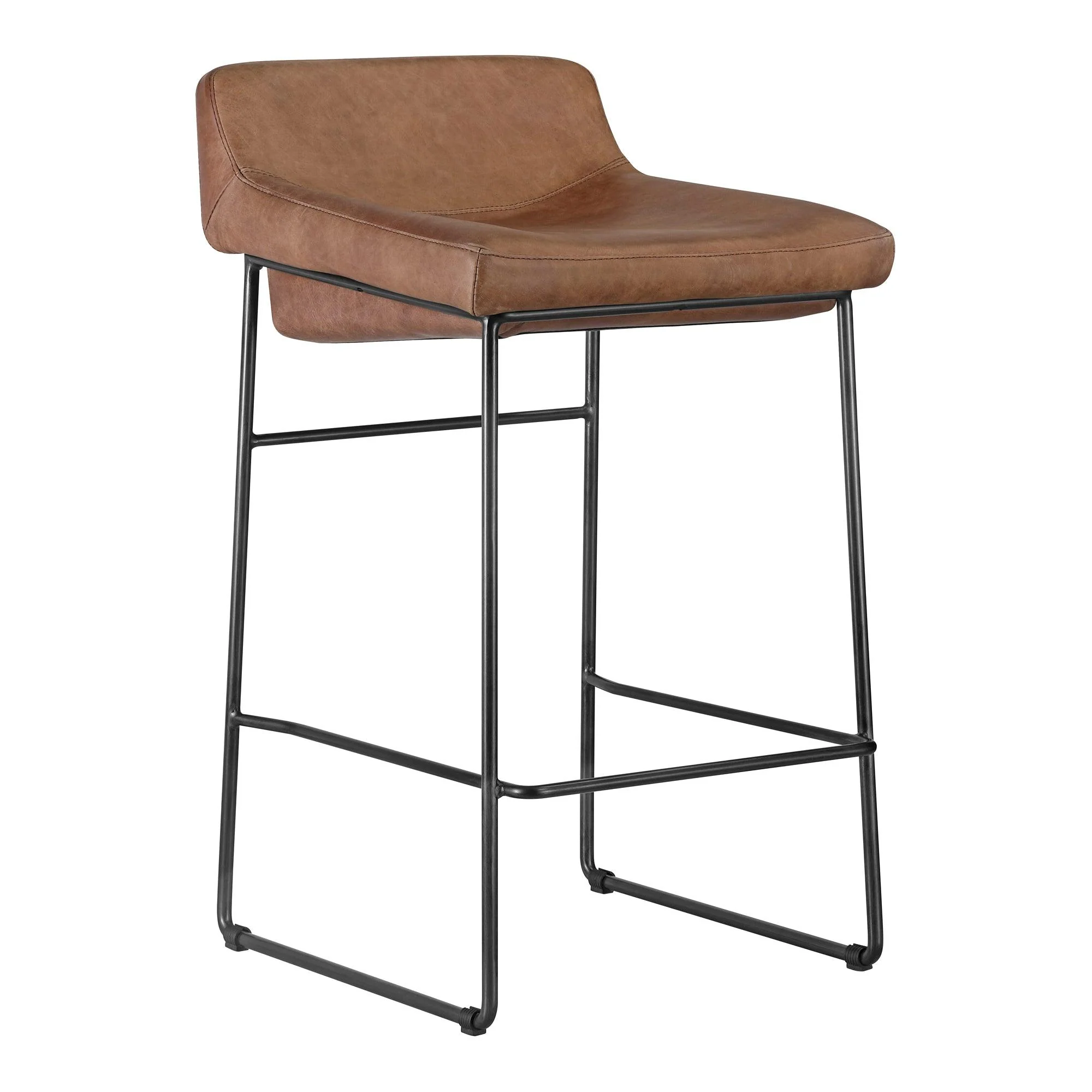 Starlet Counter Stool Open Road Brown Leather - Set Of Two - Frankwebs