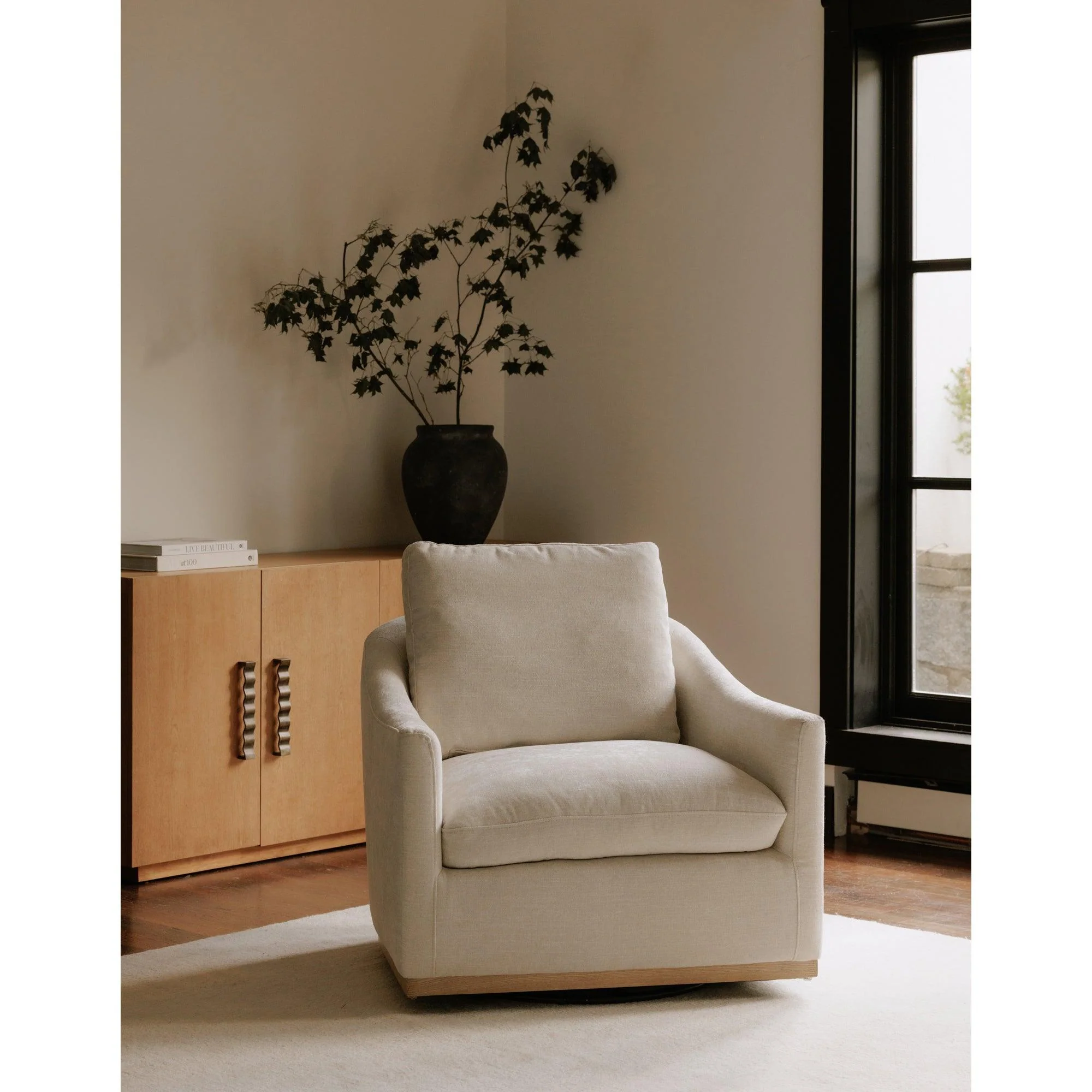 Linden Swivel Chair Soft Beige - Frankwebs