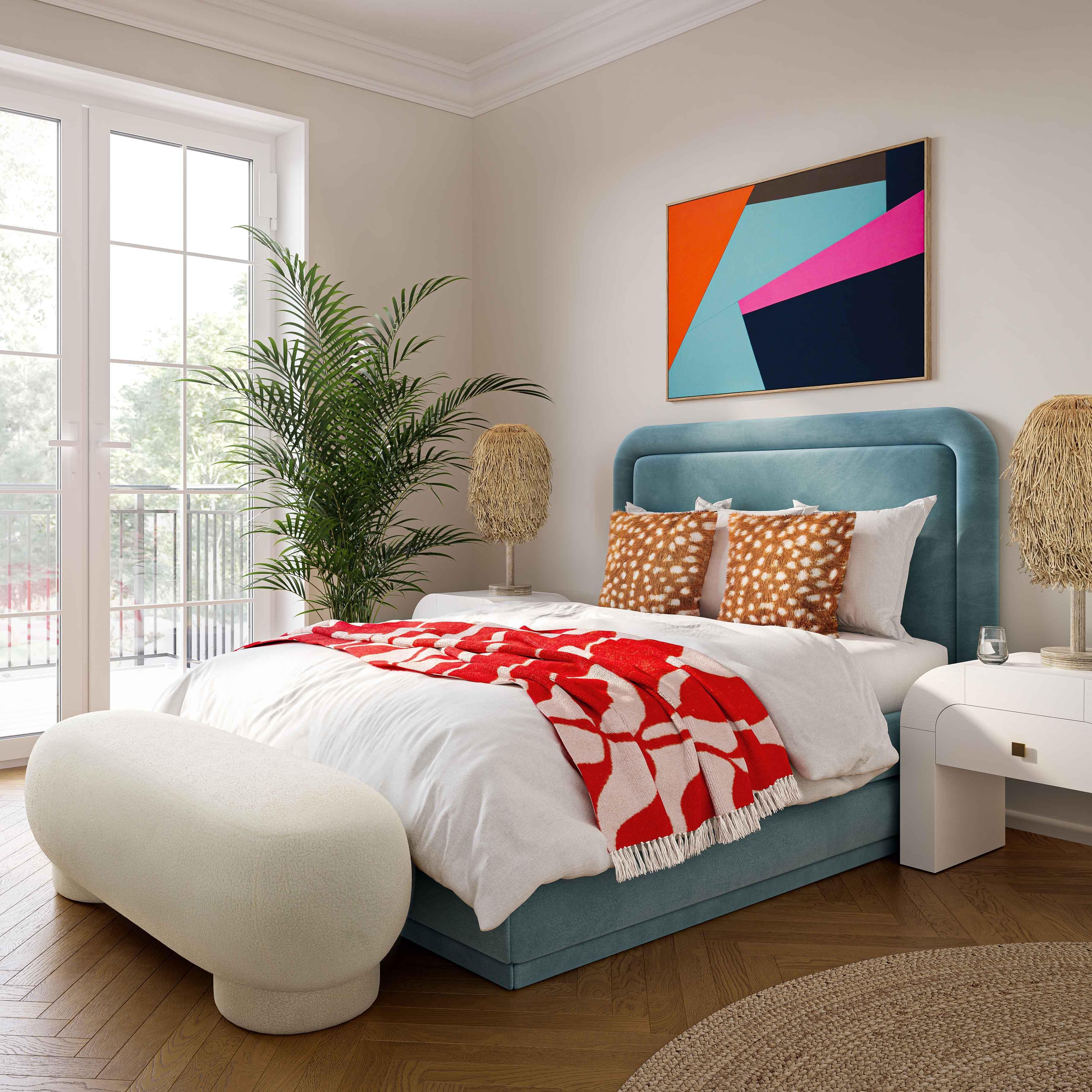 Mara Cream Vegan Shearling Ottoman - Frankwebs