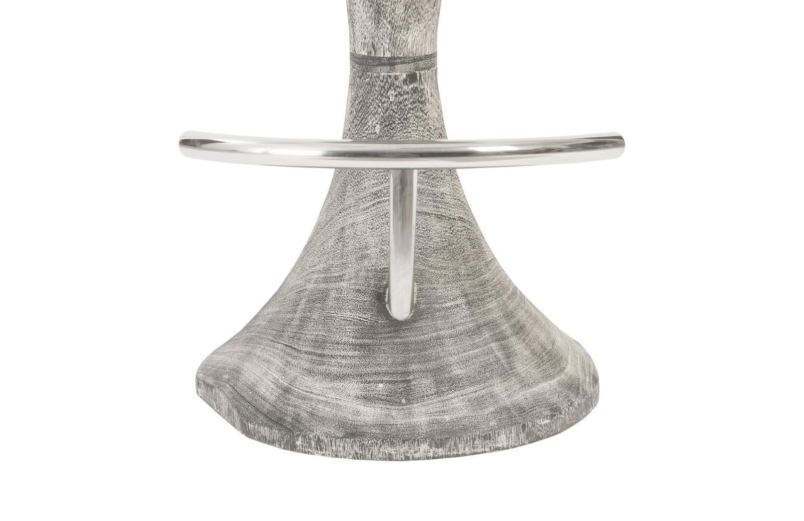 Marley Bar Stool, Gray Stone Finish, Stainless Steel Foot Rest - Frankwebs