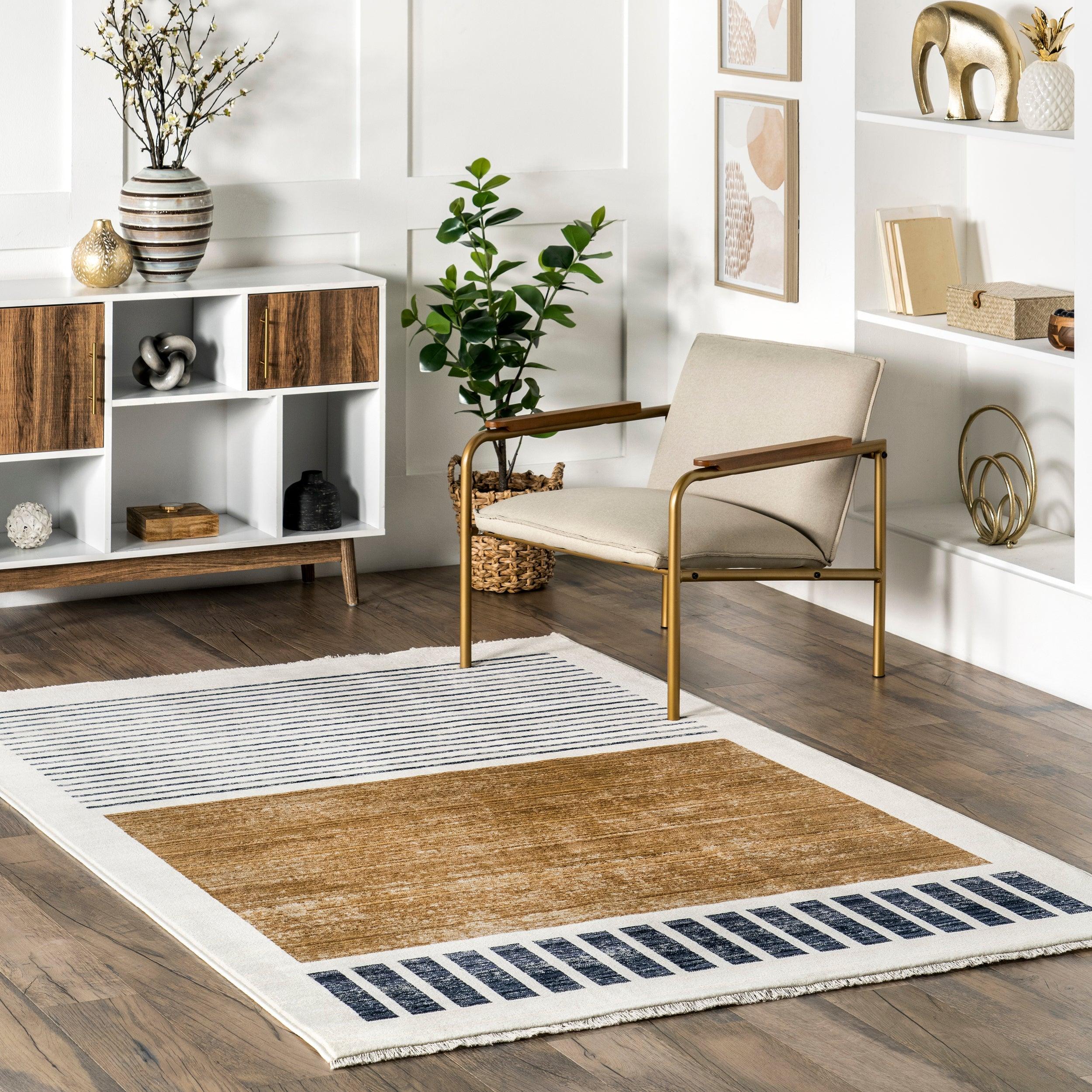 Keeva Modern Striped Fringe Area Rug - Frankwebs