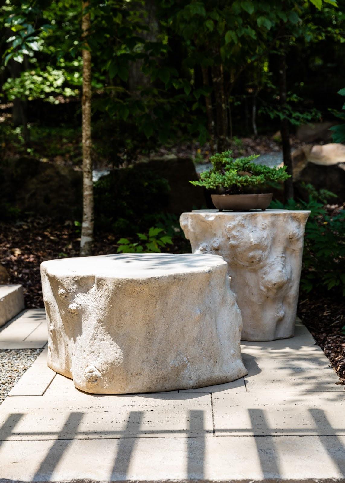 Log Stool, Roman Stone, LG - Frankwebs