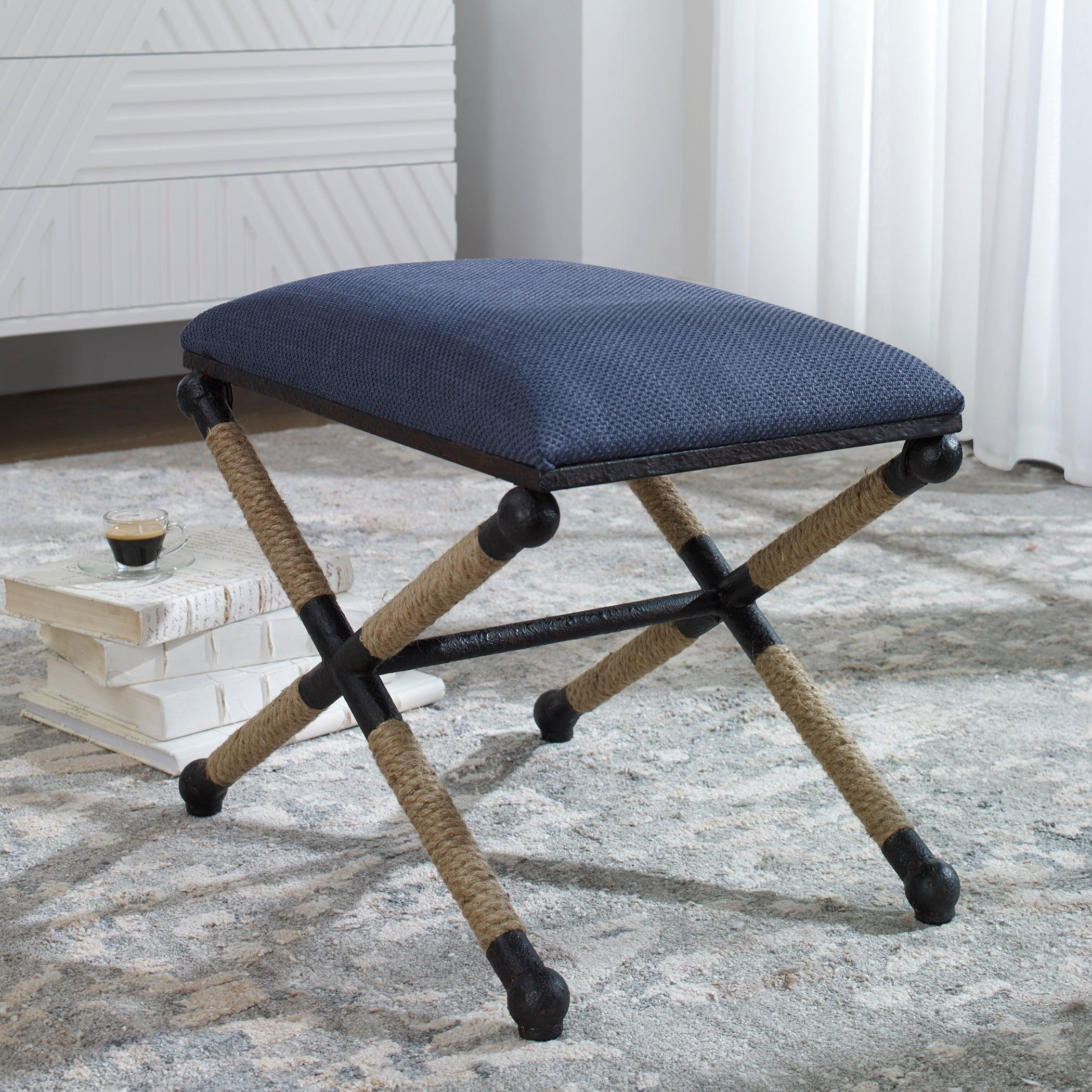 Firth Small Navy Fabric Bench - Frankwebs