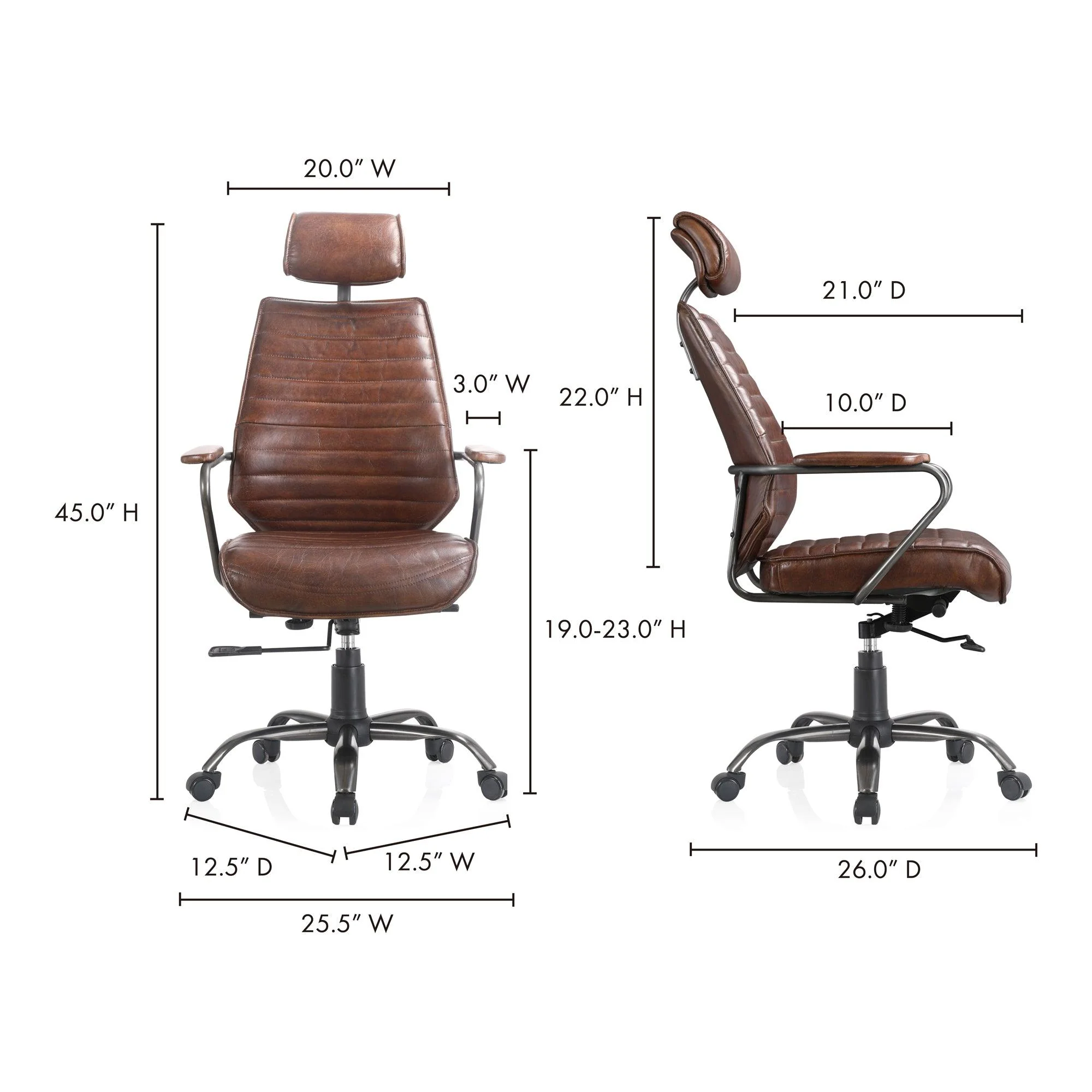Executive Office Chair Dark Brown Leather - Frankwebs