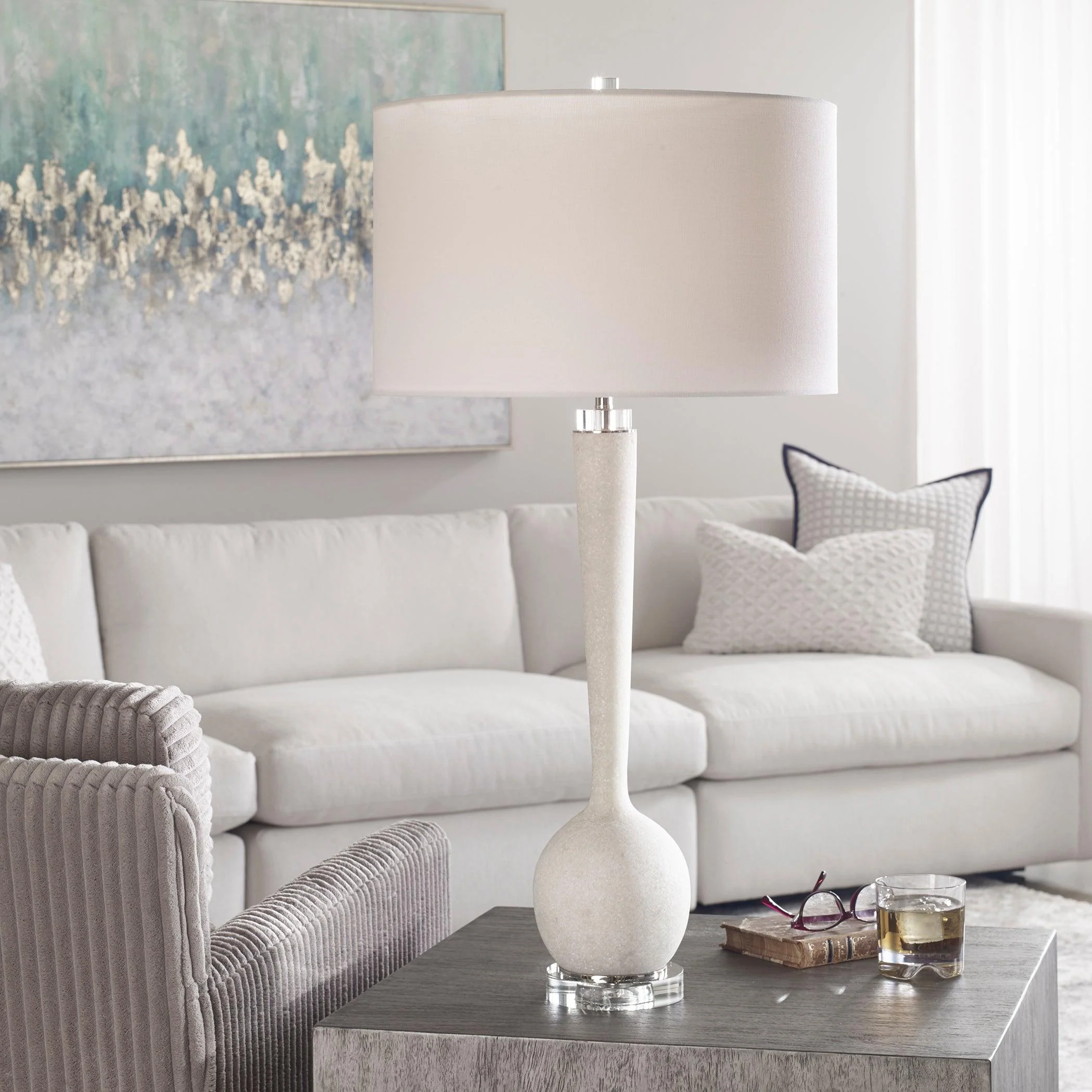 KENTLY WHITE MARBLE TABLE LAMP - Frankwebs