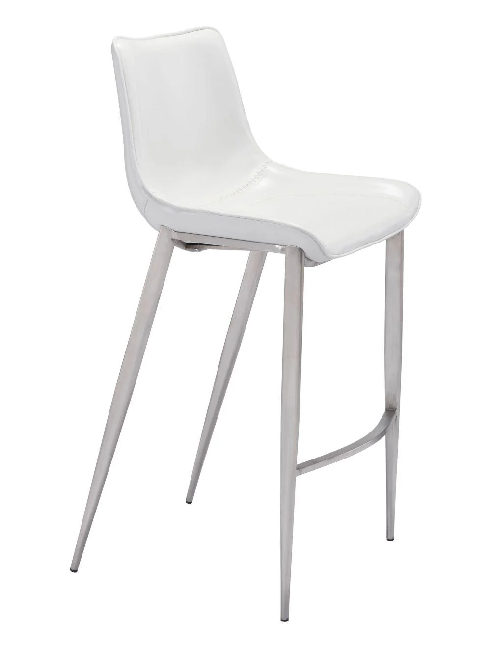 Magnus Bar Chair (Set of 2) White & Silver - Frankwebs