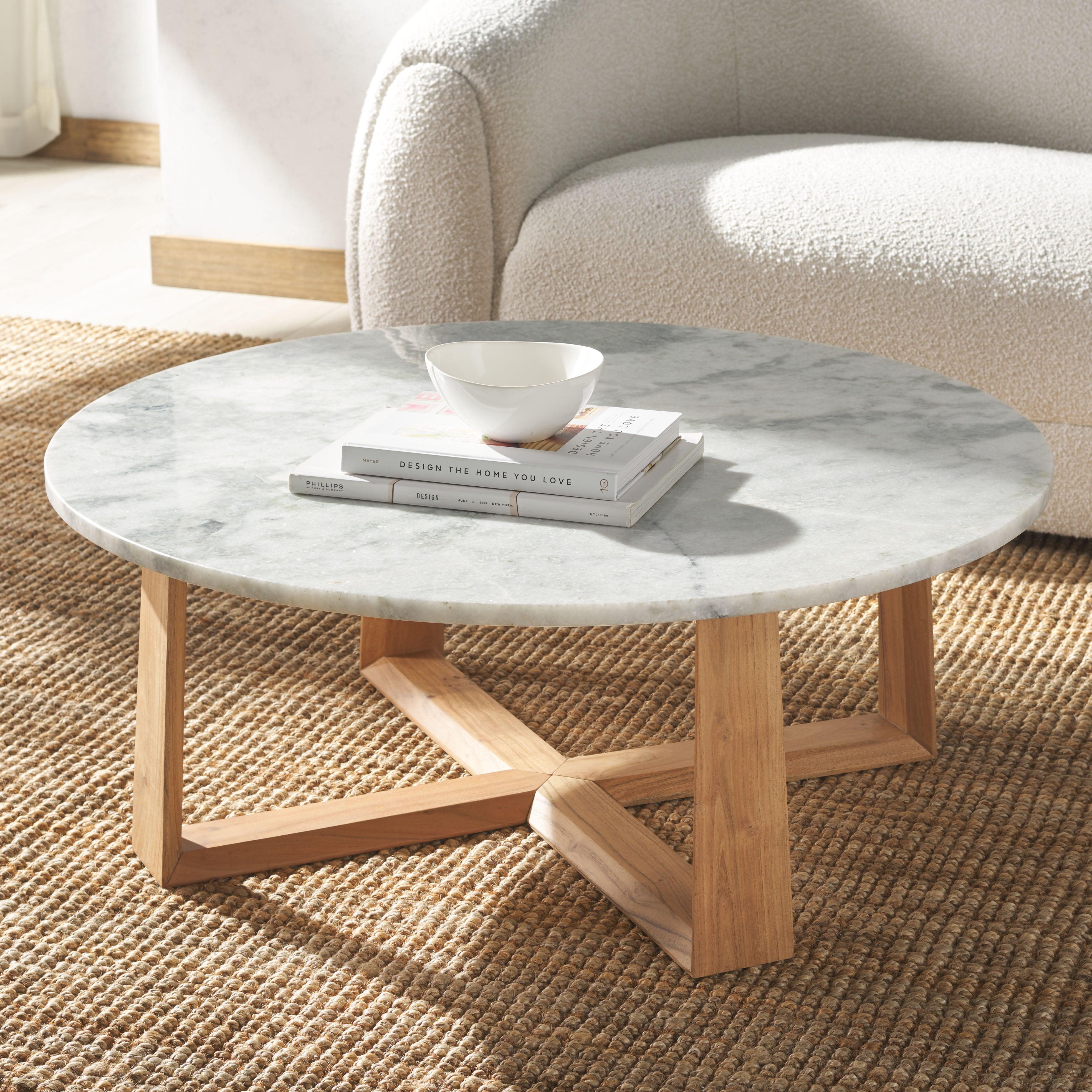 TRENTON ROUND MARBLE TOP COFFEE TABLE - Frankwebs