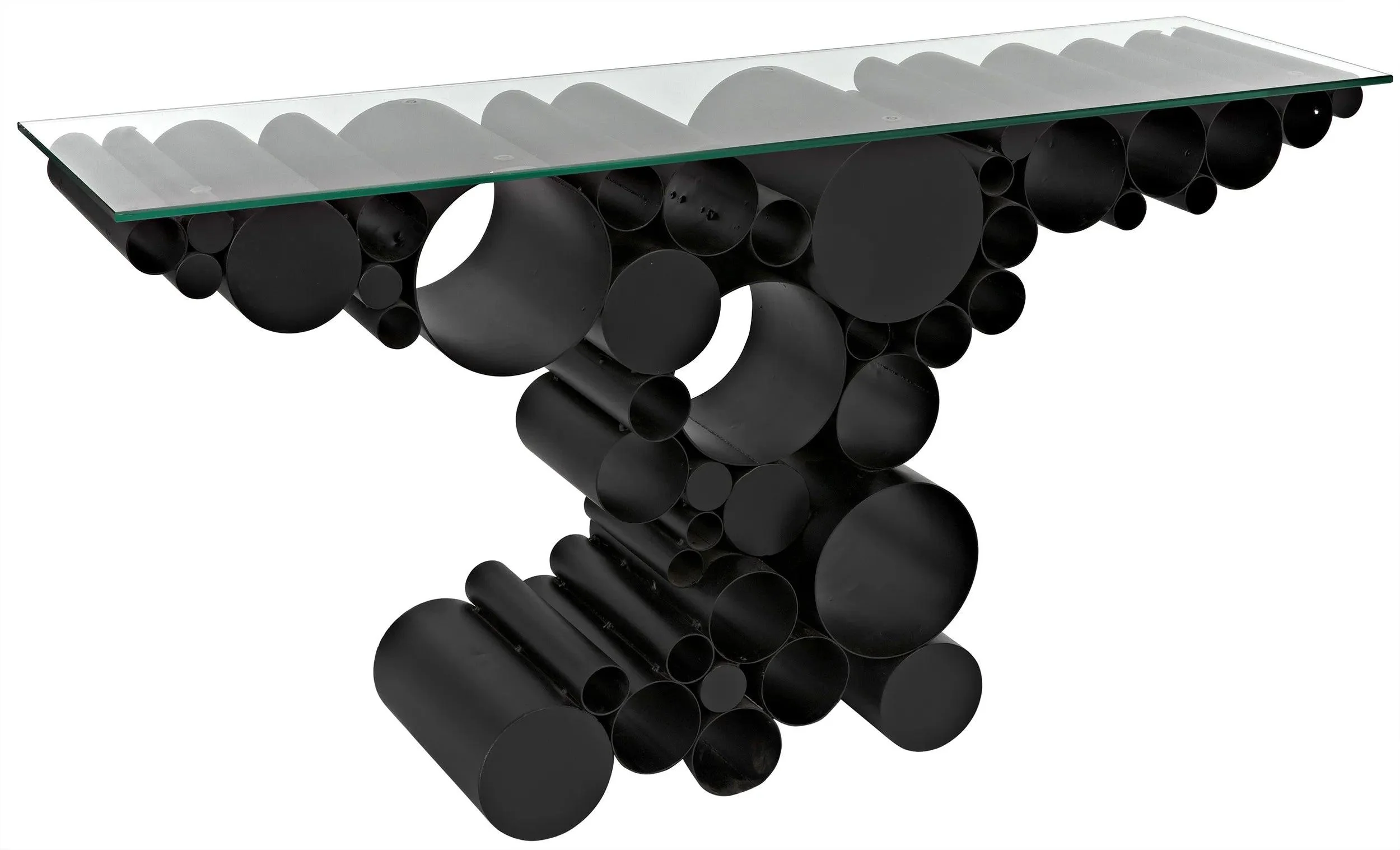 Paradox Console, Black Steel with Glass Top - Frankwebs